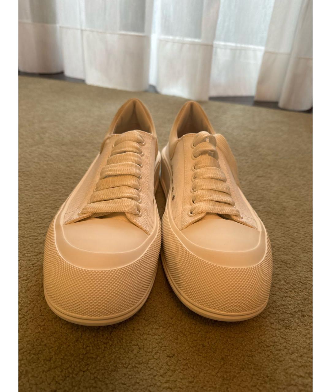 ALEXANDER MCQUEEN Белые текстильные низкие кроссовки / кеды, фото 2