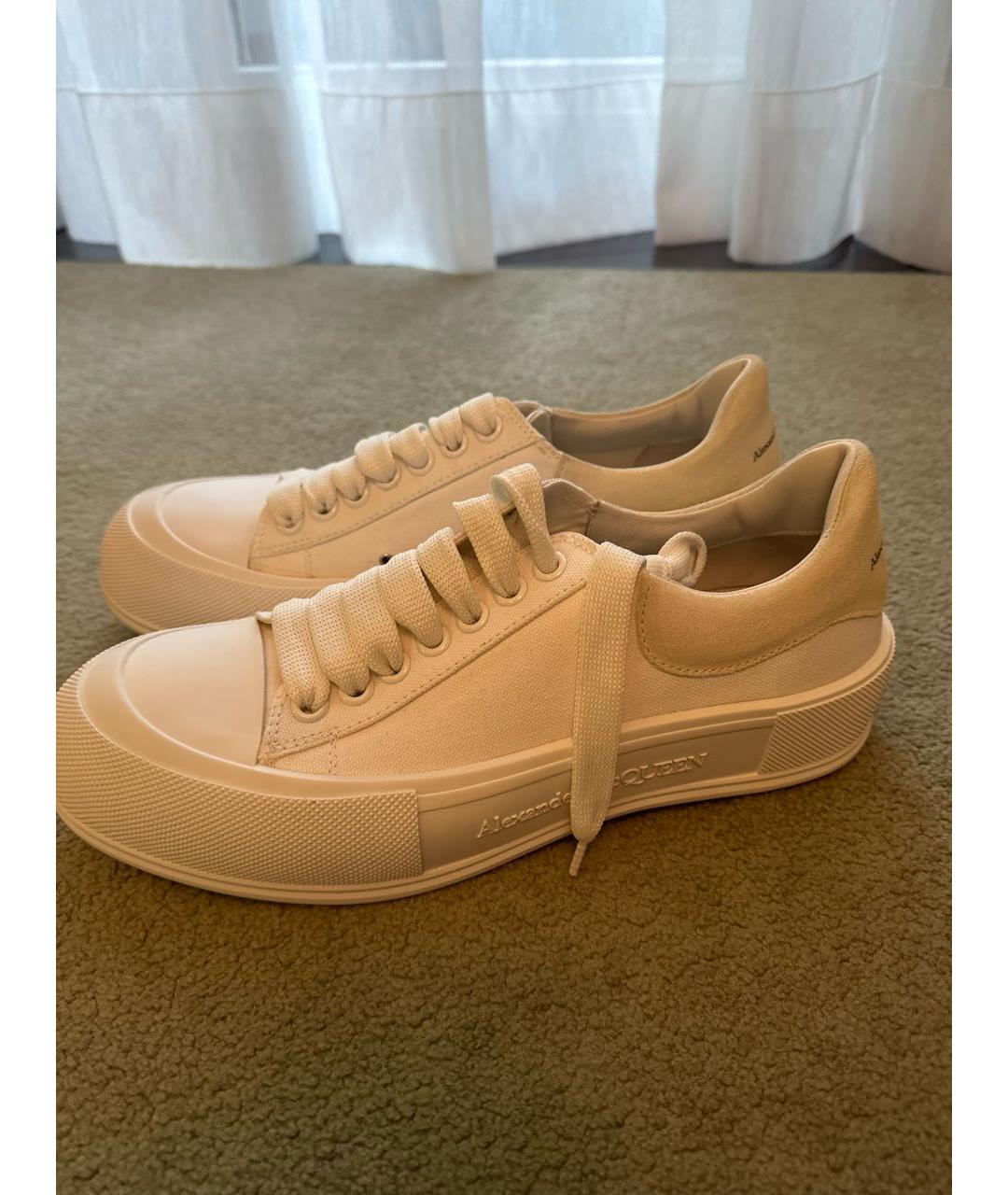ALEXANDER MCQUEEN Белые текстильные низкие кроссовки / кеды, фото 6