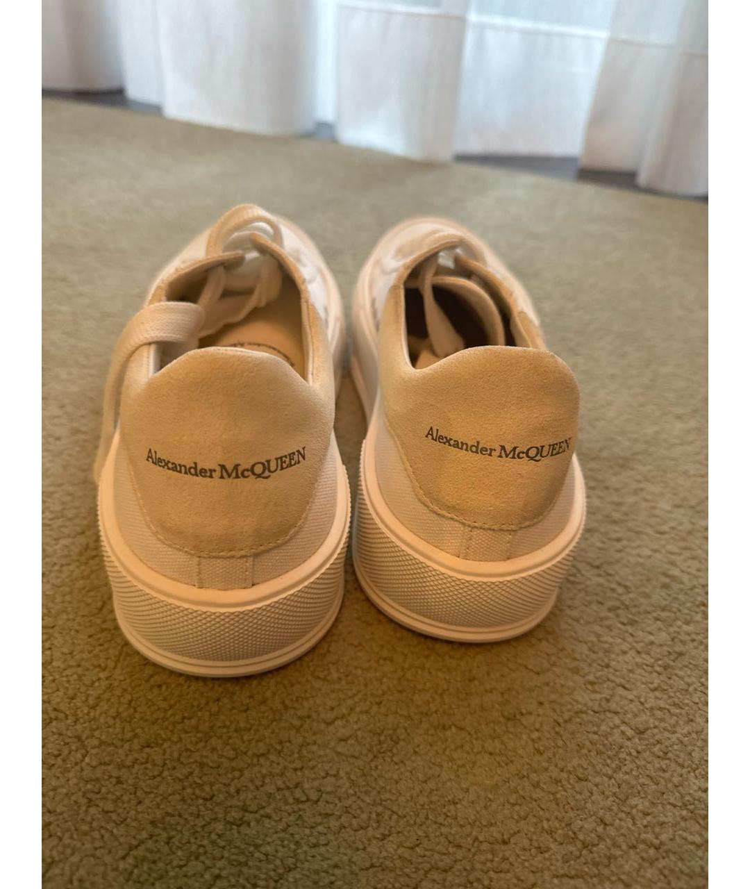 ALEXANDER MCQUEEN Белые текстильные низкие кроссовки / кеды, фото 4
