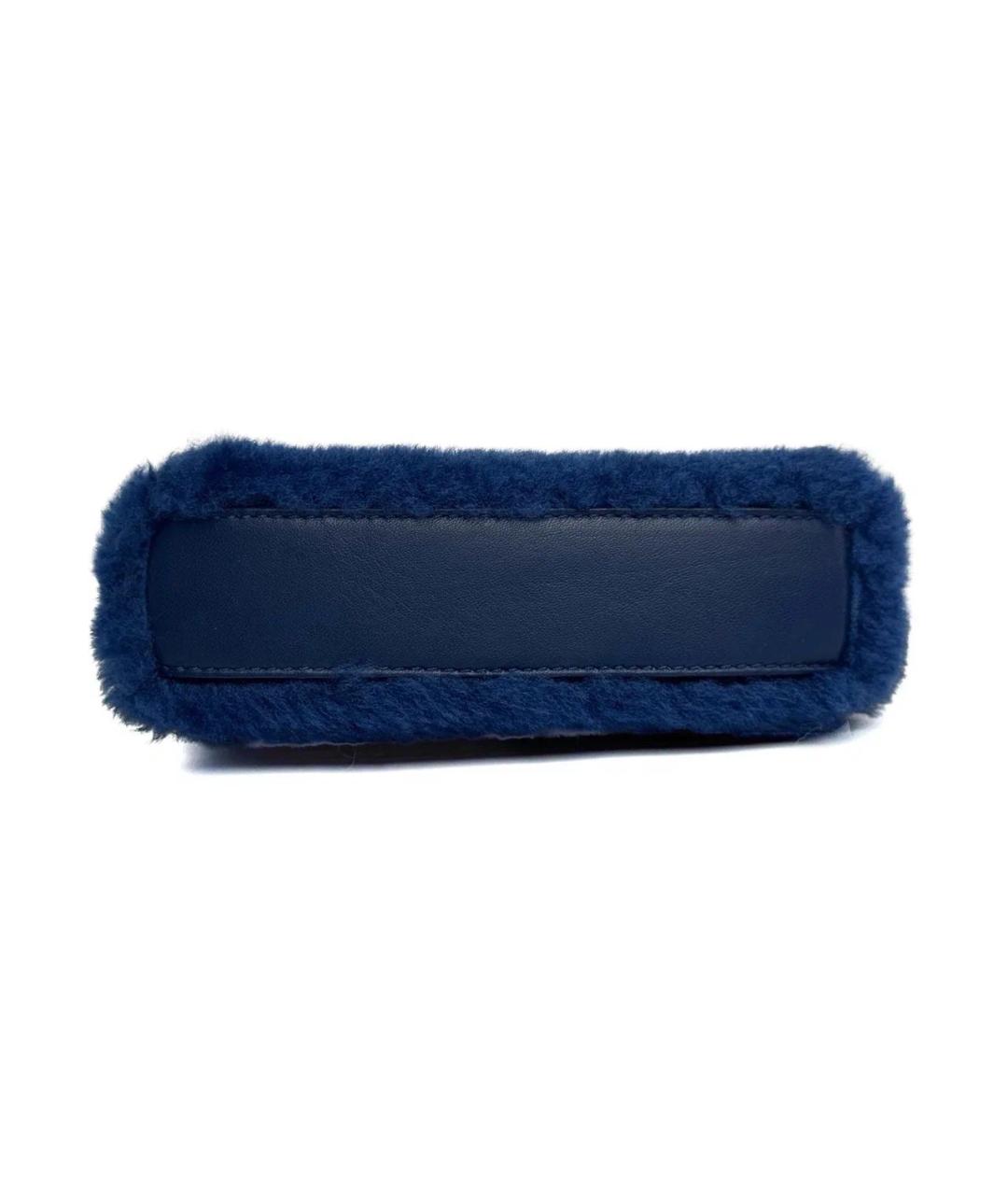 FENDI Темно-синяя шерстяная сумка с короткими ручками, фото 5