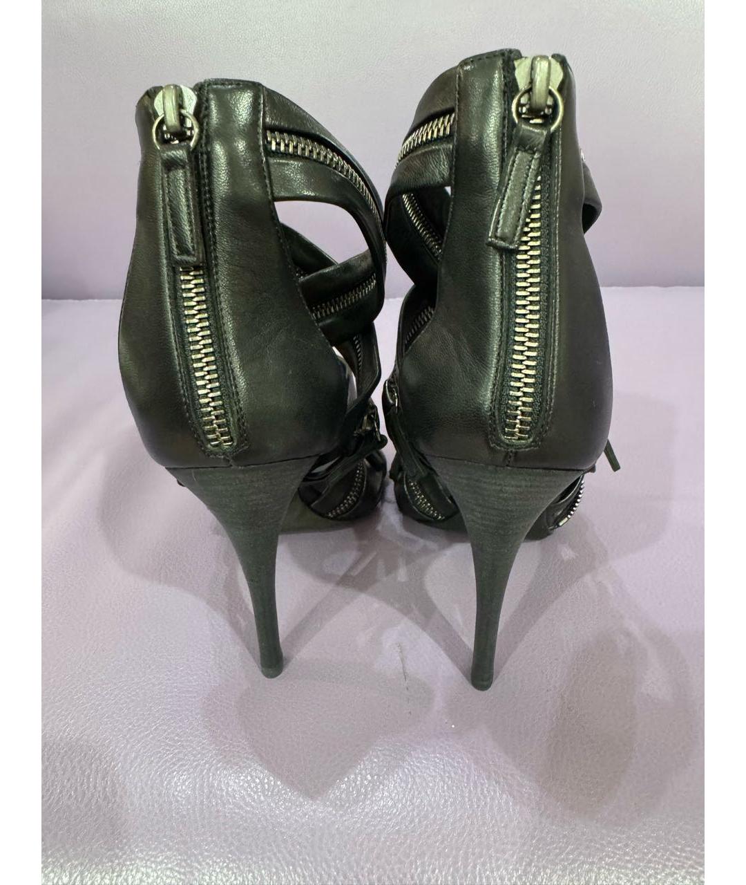 BALMAIN Черные кожаные босоножки, фото 4