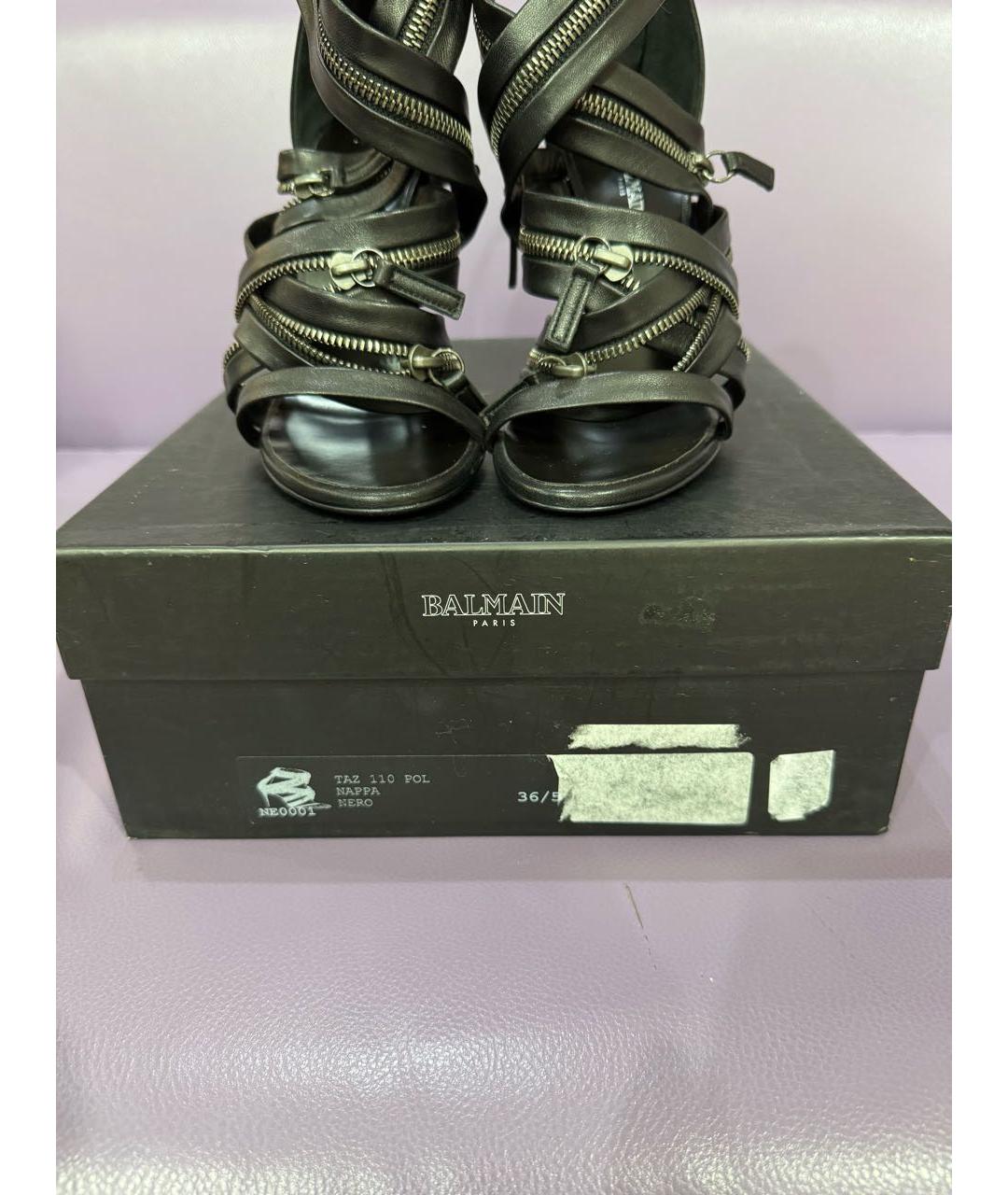 BALMAIN Черные кожаные босоножки, фото 7