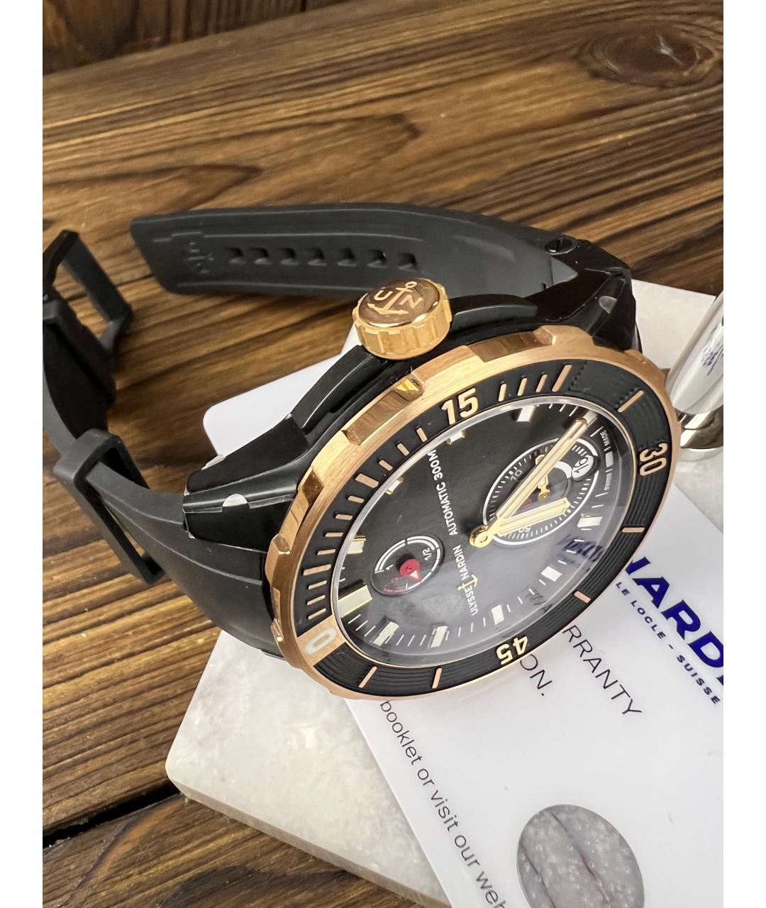 Ulysse Nardin Черные часы из розового золота, фото 3