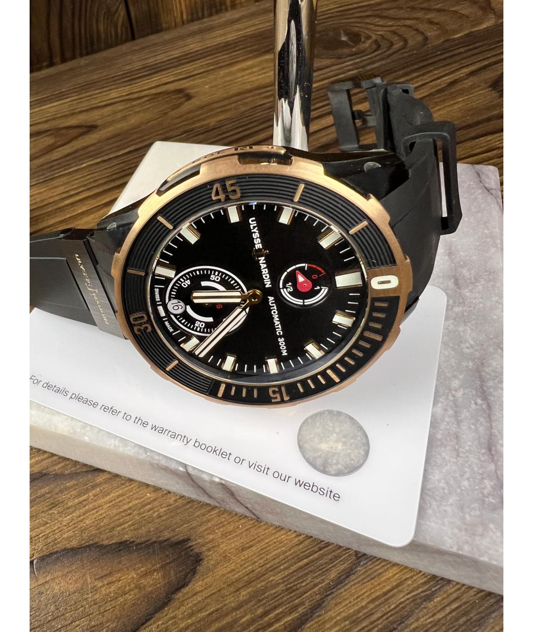 Ulysse Nardin Черные часы из розового золота, фото 4