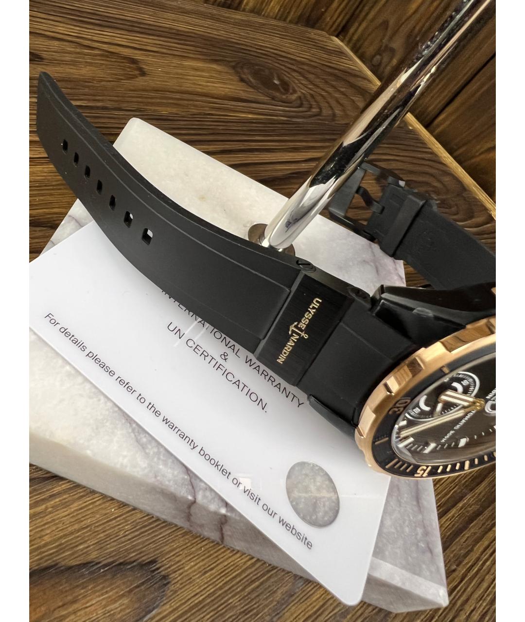 Ulysse Nardin Черные часы из розового золота, фото 5