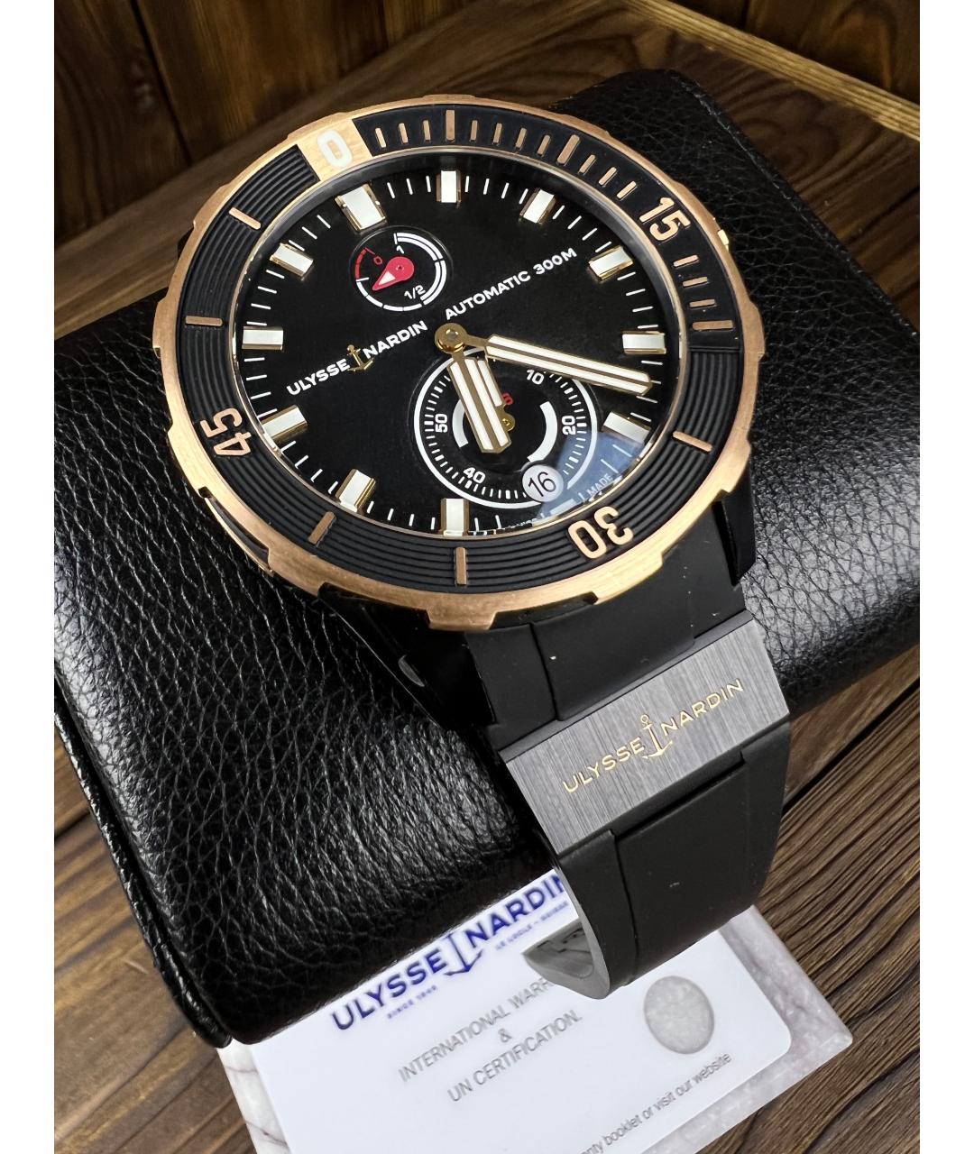 Ulysse Nardin Черные часы из розового золота, фото 2