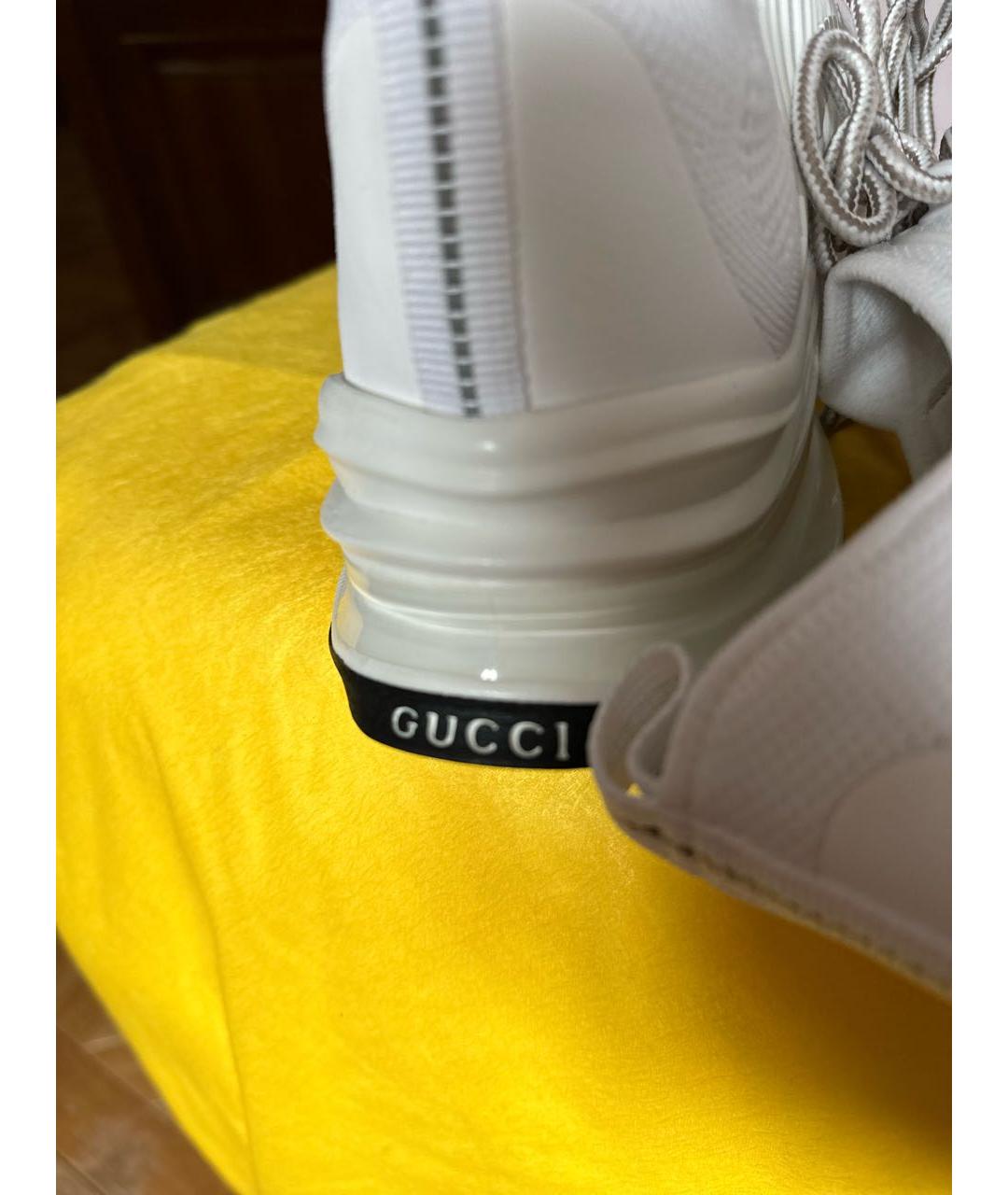 GUCCI Белые текстильные низкие кроссовки / кеды, фото 7