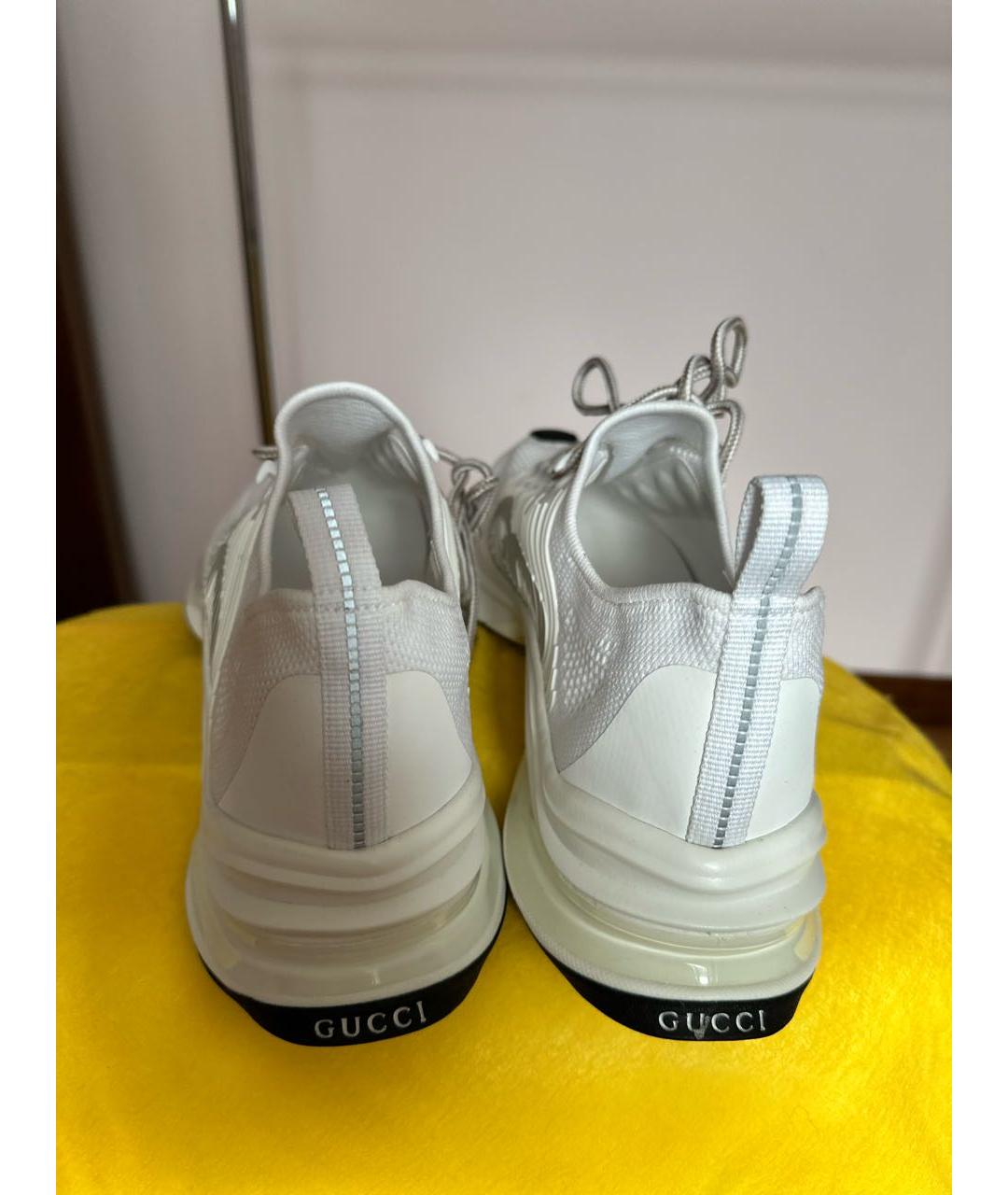 GUCCI Белые текстильные низкие кроссовки / кеды, фото 4
