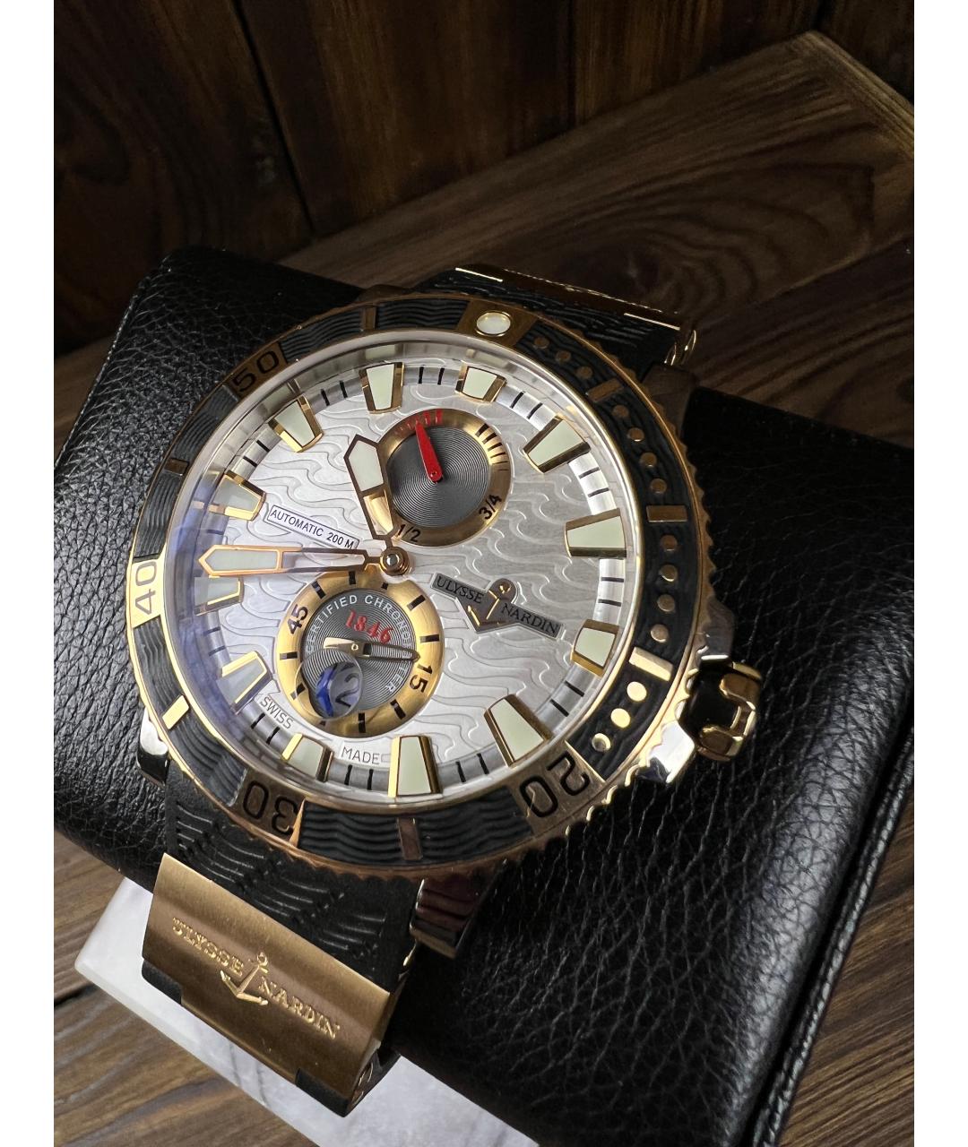 Ulysse Nardin Черные часы из розового золота, фото 2
