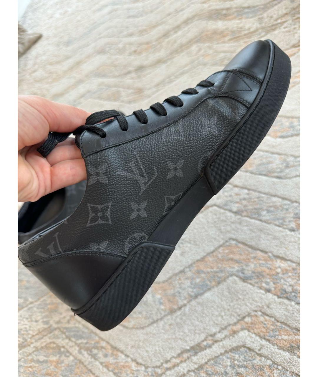 LOUIS VUITTON Черные кожаные низкие кроссовки / кеды, фото 6