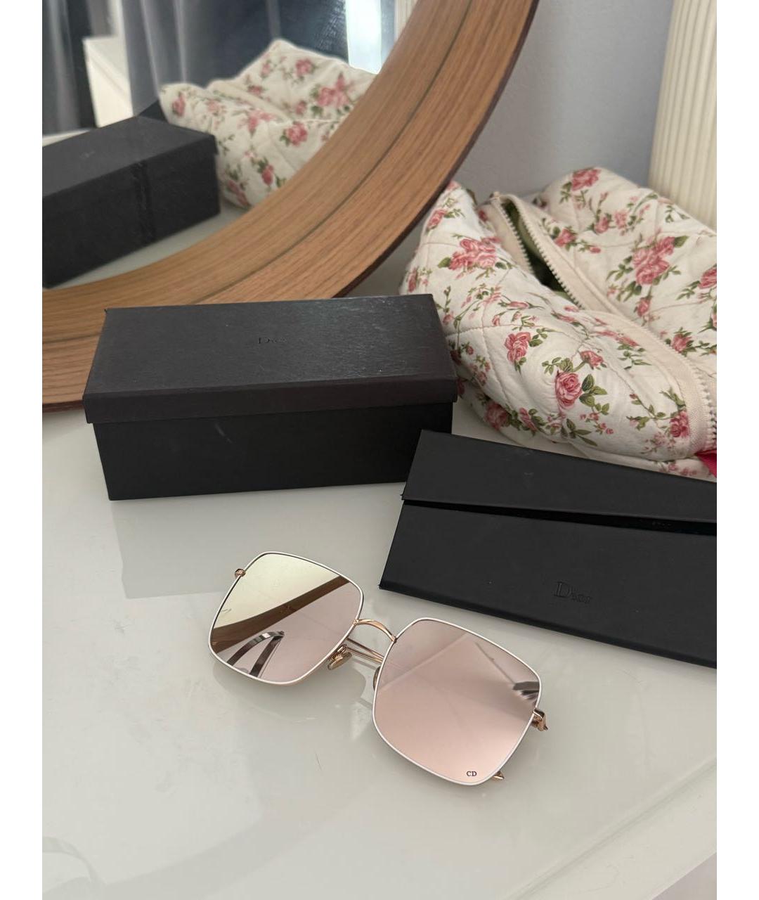 CHRISTIAN DIOR Серебряные металлические солнцезащитные очки, фото 4