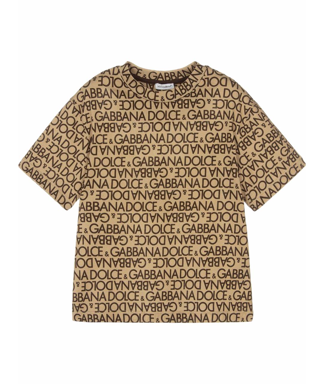 DOLCE&GABBANA Коричневый хлопковый детская футболка / топ, фото 1