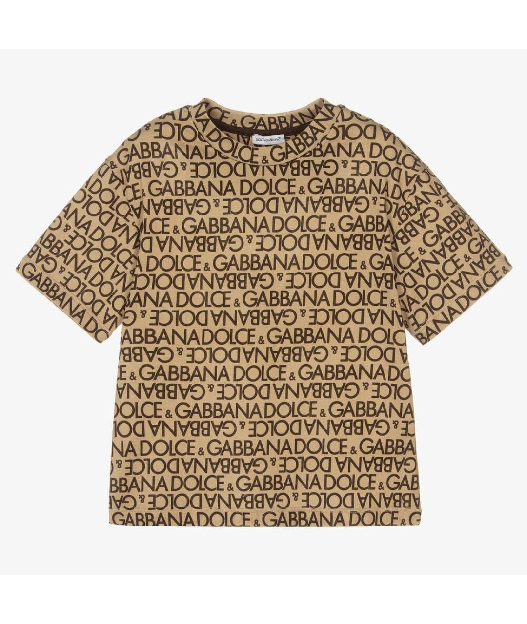 DOLCE&GABBANA Коричневый хлопковый детская футболка / топ, фото 3
