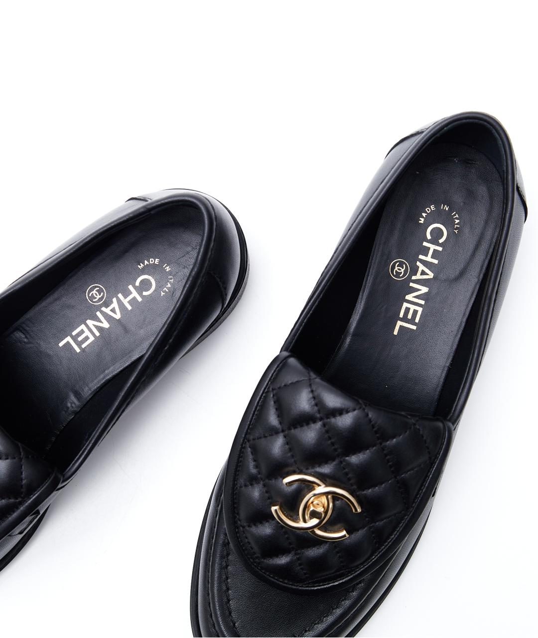 CHANEL Черные кожаные лоферы, фото 6