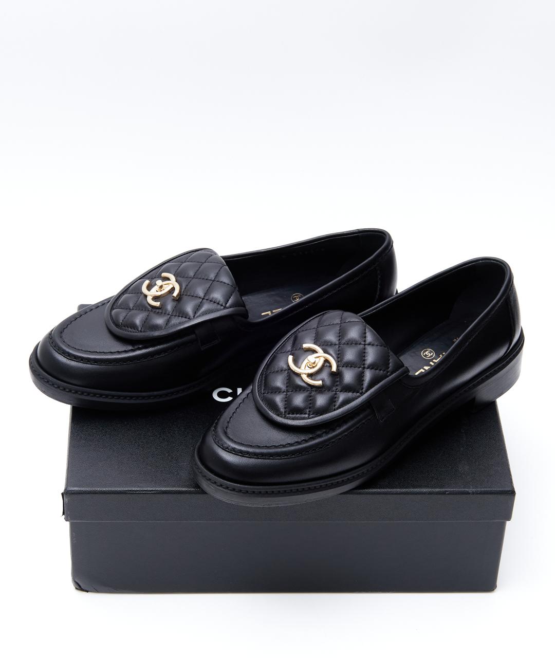 CHANEL Черные кожаные лоферы, фото 8