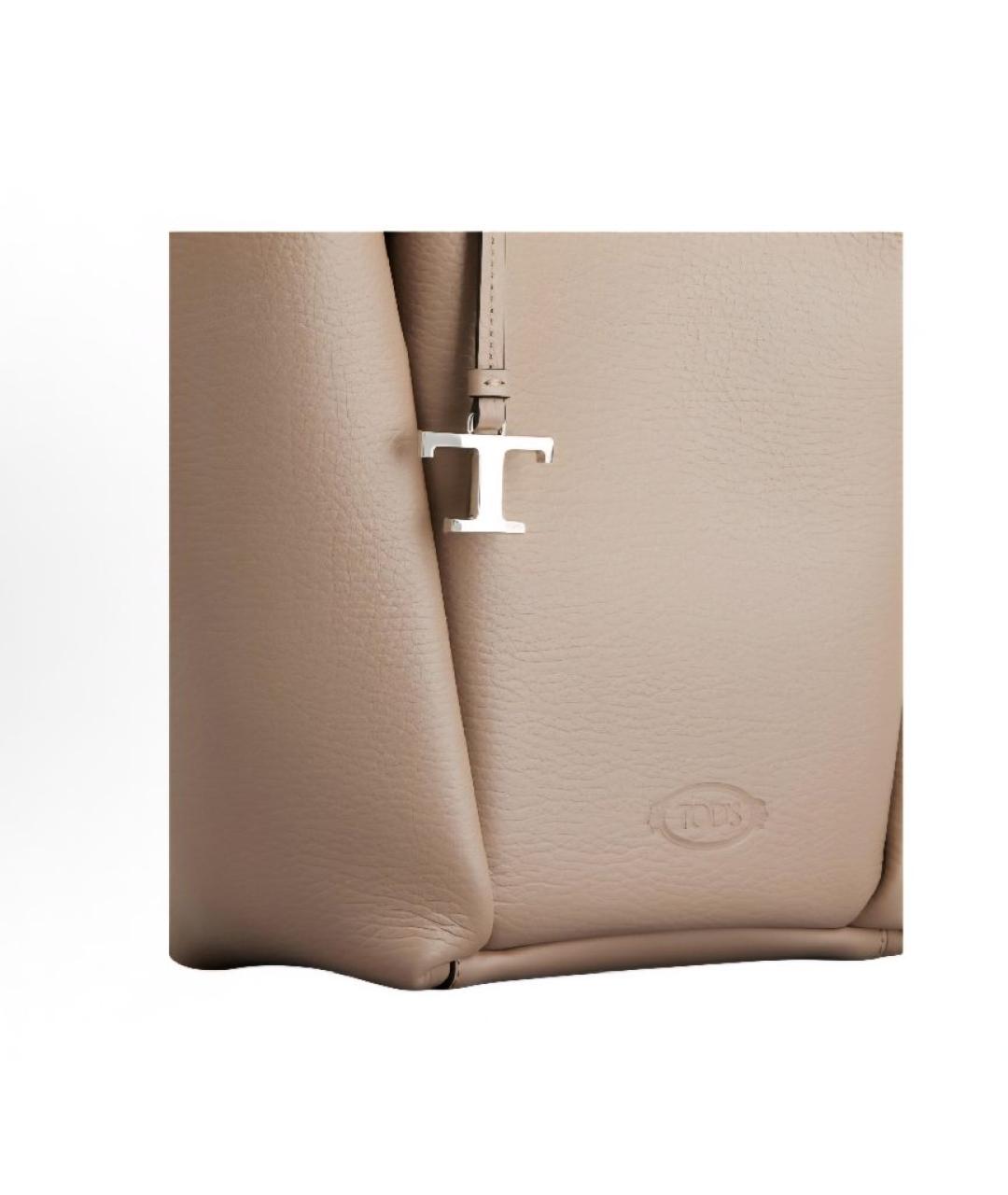 TOD'S Бежевая кожаная сумка тоут, фото 4