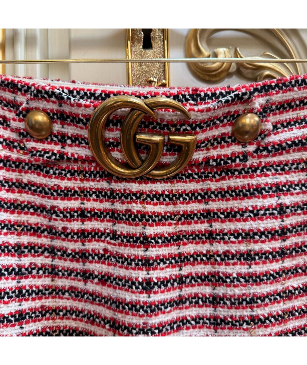 GUCCI Красная твидовая юбка миди, фото 3