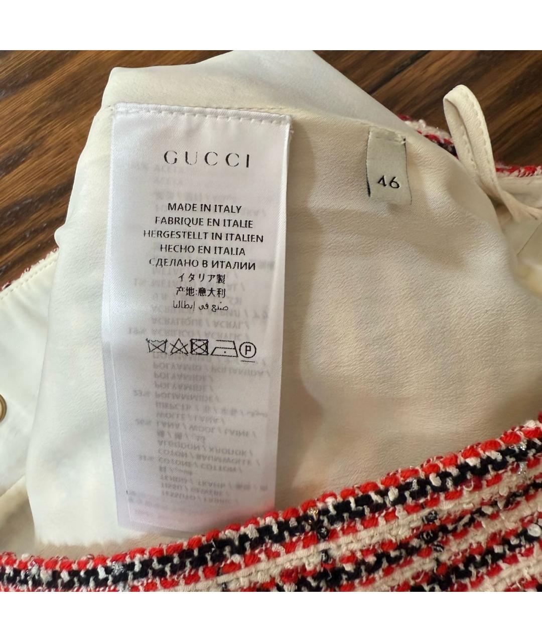 GUCCI Красная твидовая юбка миди, фото 4