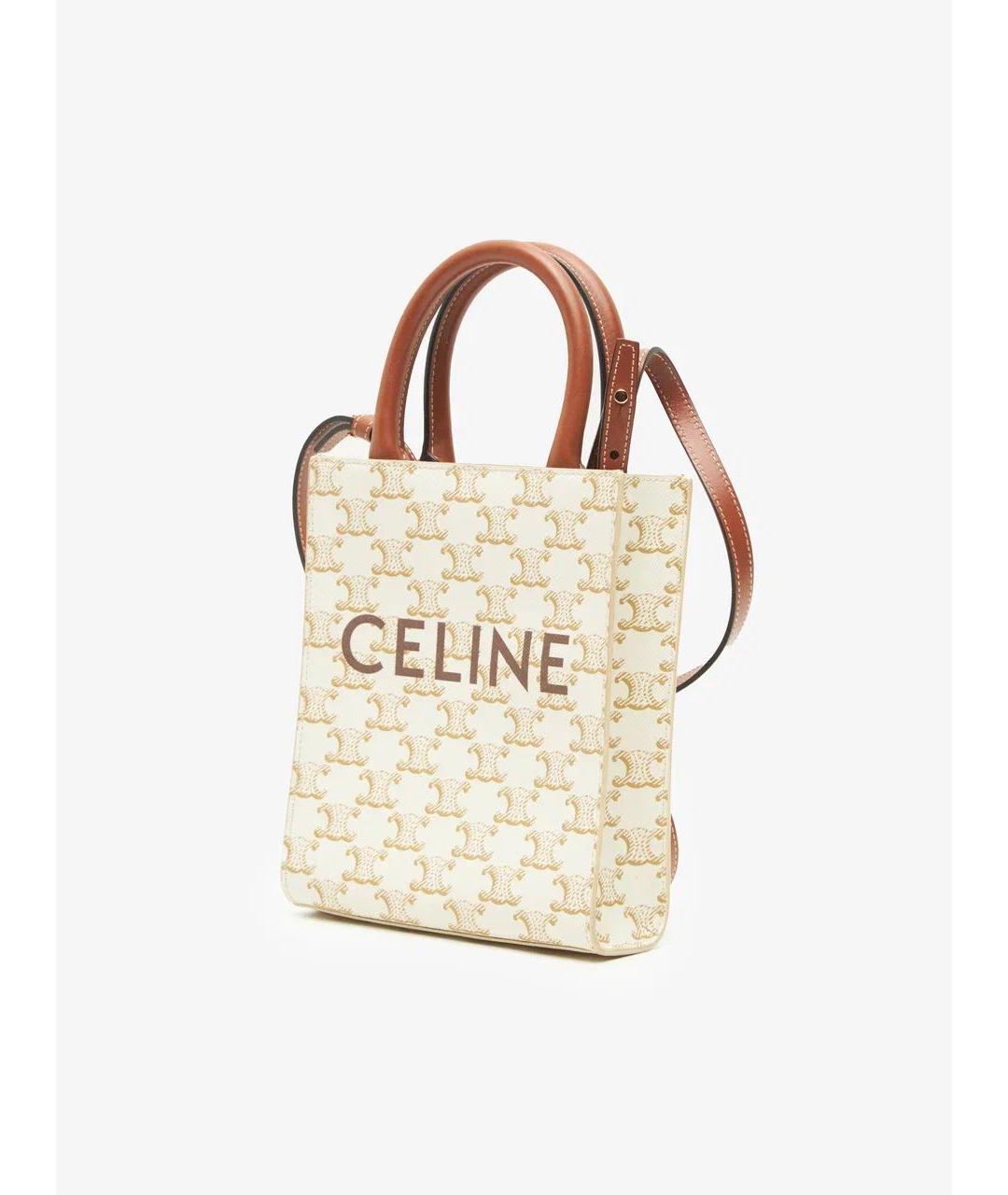 CELINE Бежевая кожаная сумка тоут, фото 2