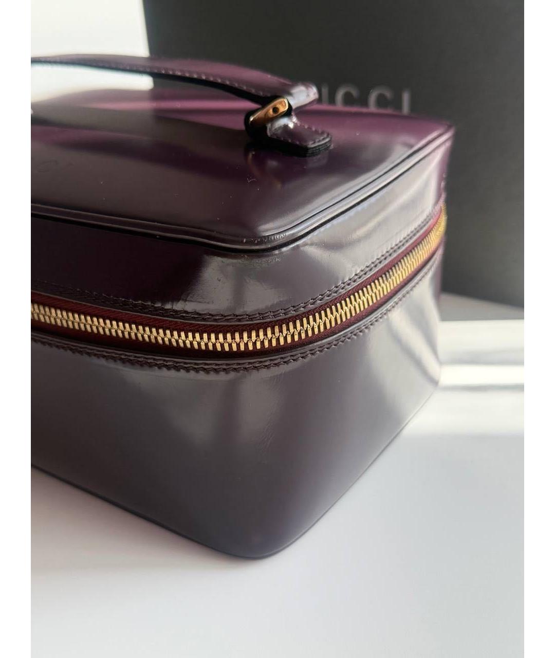 GUCCI Бордовая кожаная сумка с короткими ручками, фото 6