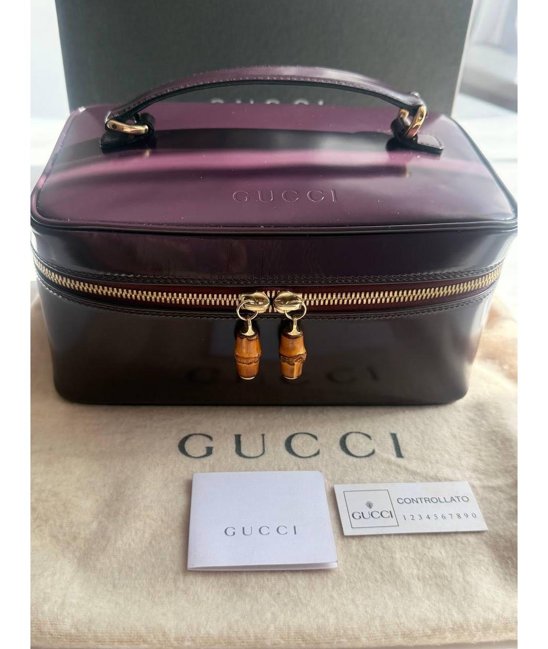 GUCCI Бордовая кожаная сумка с короткими ручками, фото 8
