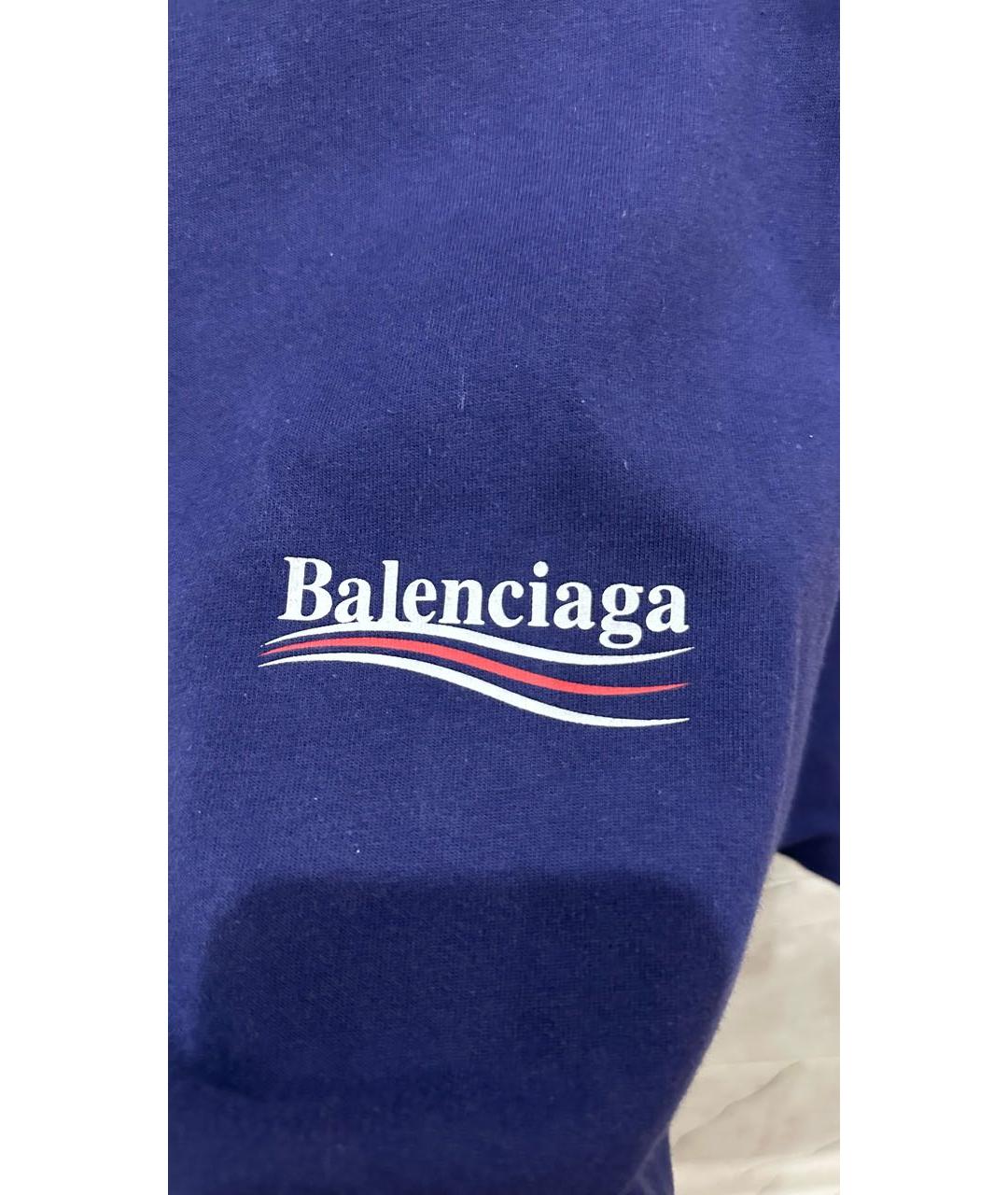 BALENCIAGA Синяя хлопковая футболка, фото 3