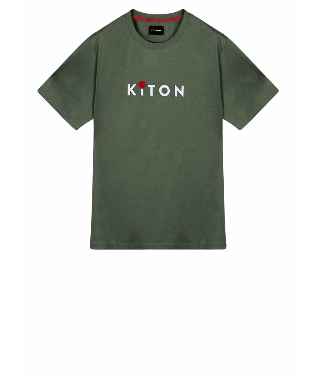 KITON Хаки хлопковая футболка, фото 1