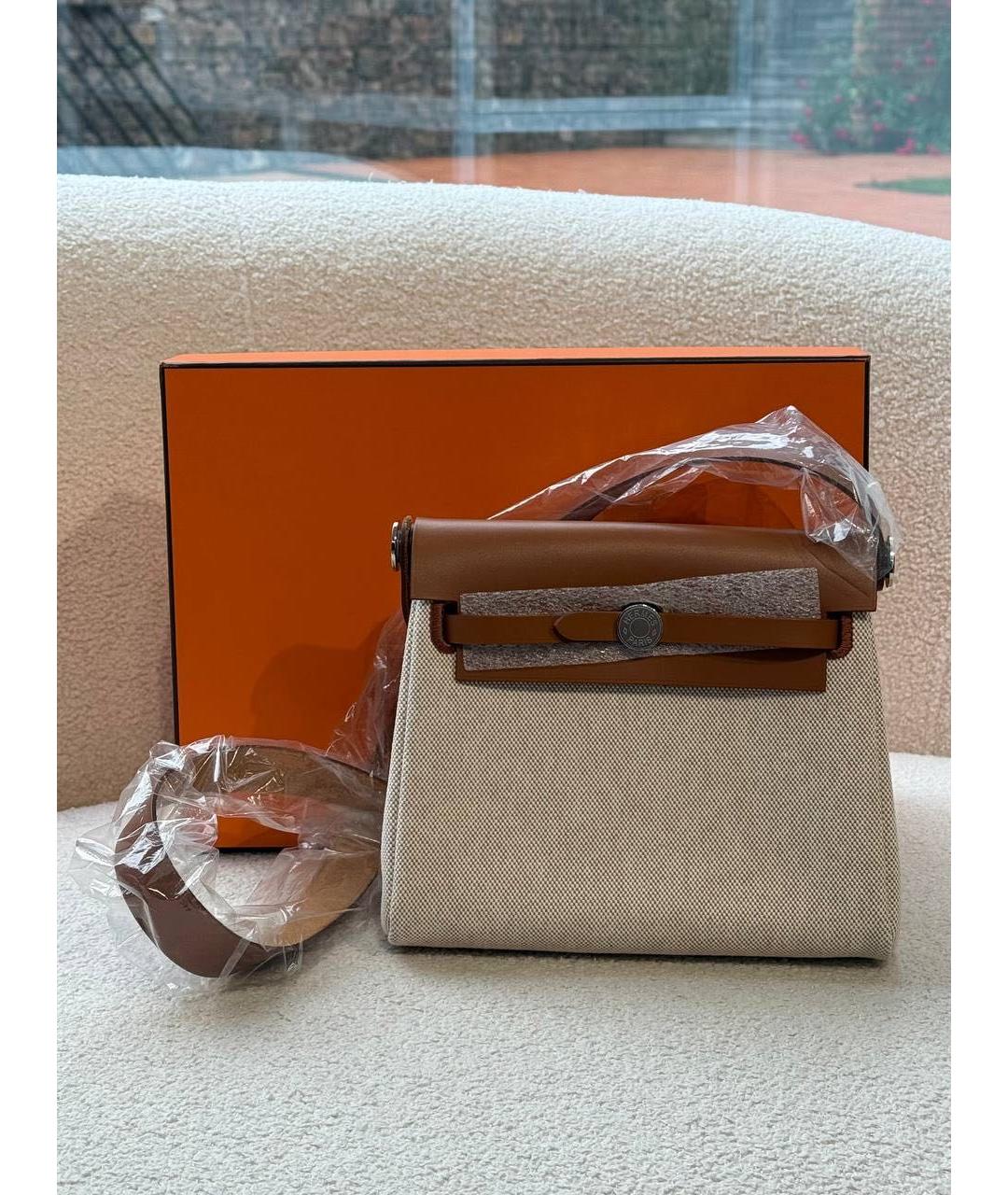 HERMES Бежевая кожаная сумка через плечо, фото 4