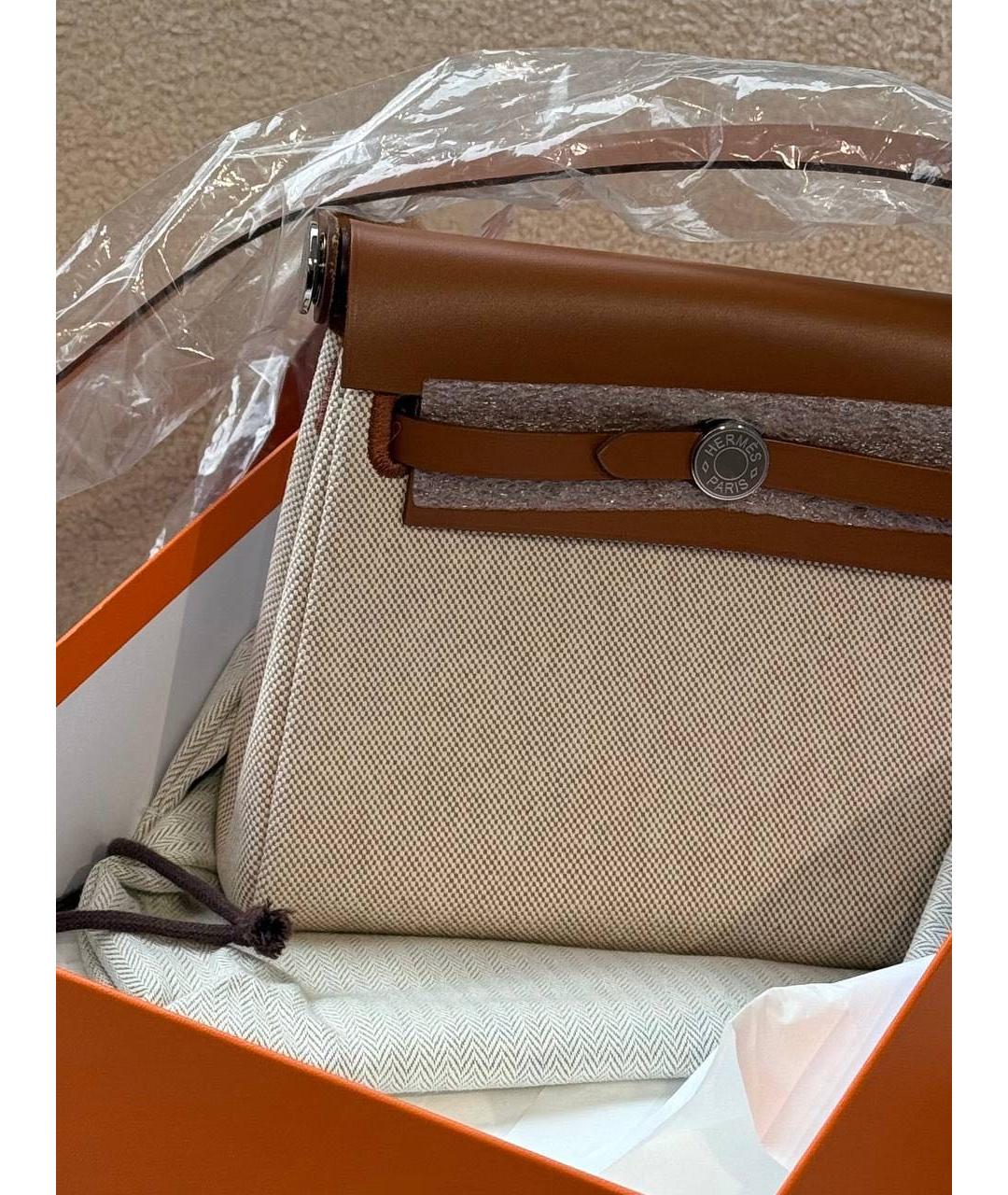HERMES Бежевая кожаная сумка через плечо, фото 3