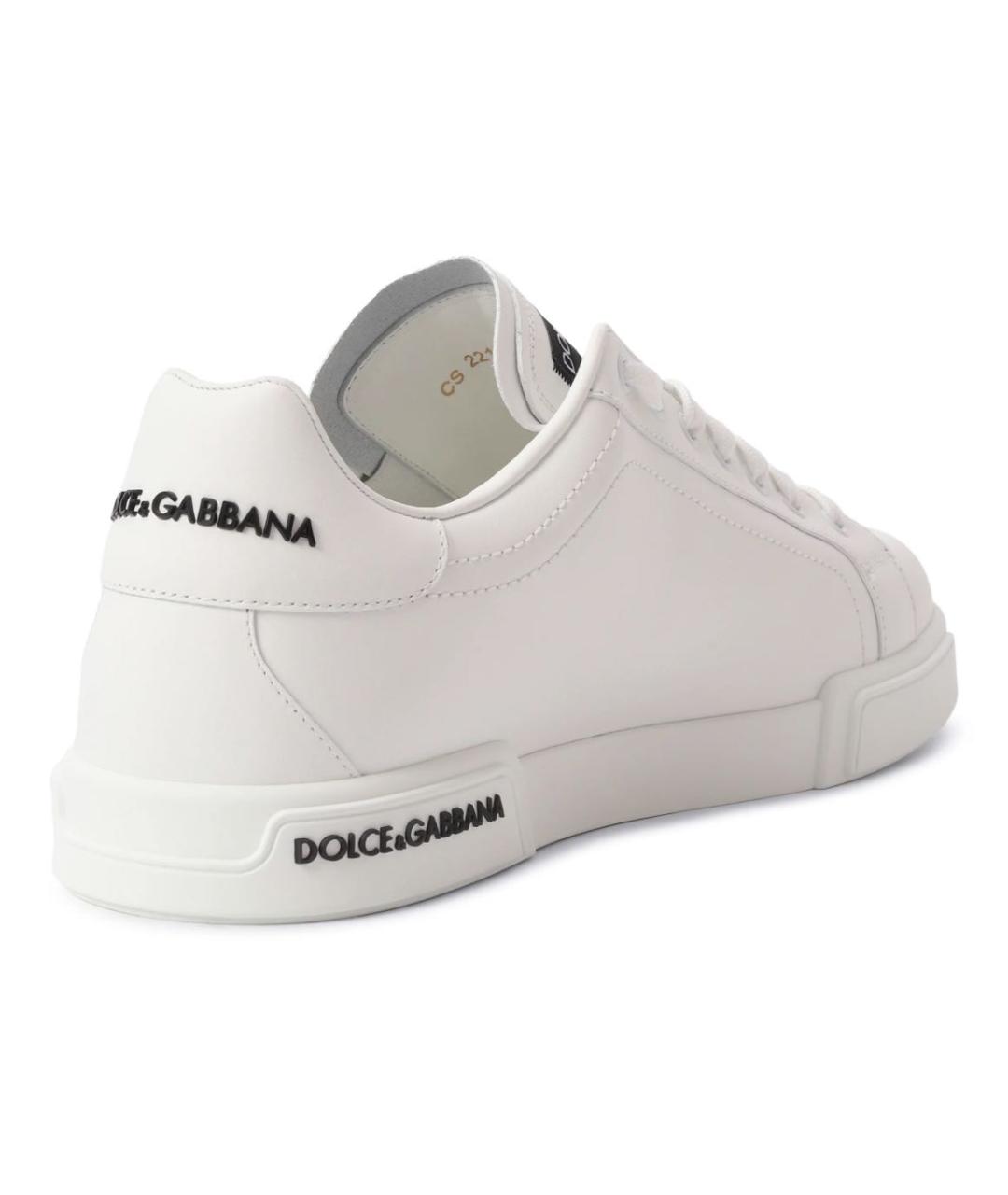 DOLCE&GABBANA Белые кожаные низкие кроссовки / кеды, фото 4