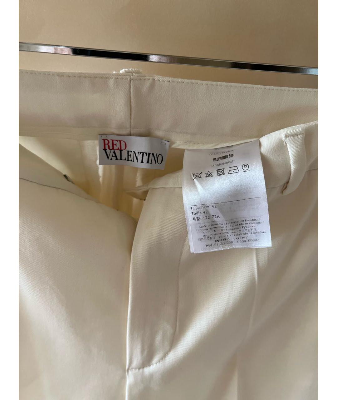 RED VALENTINO Бежевые вискозные прямые брюки, фото 3