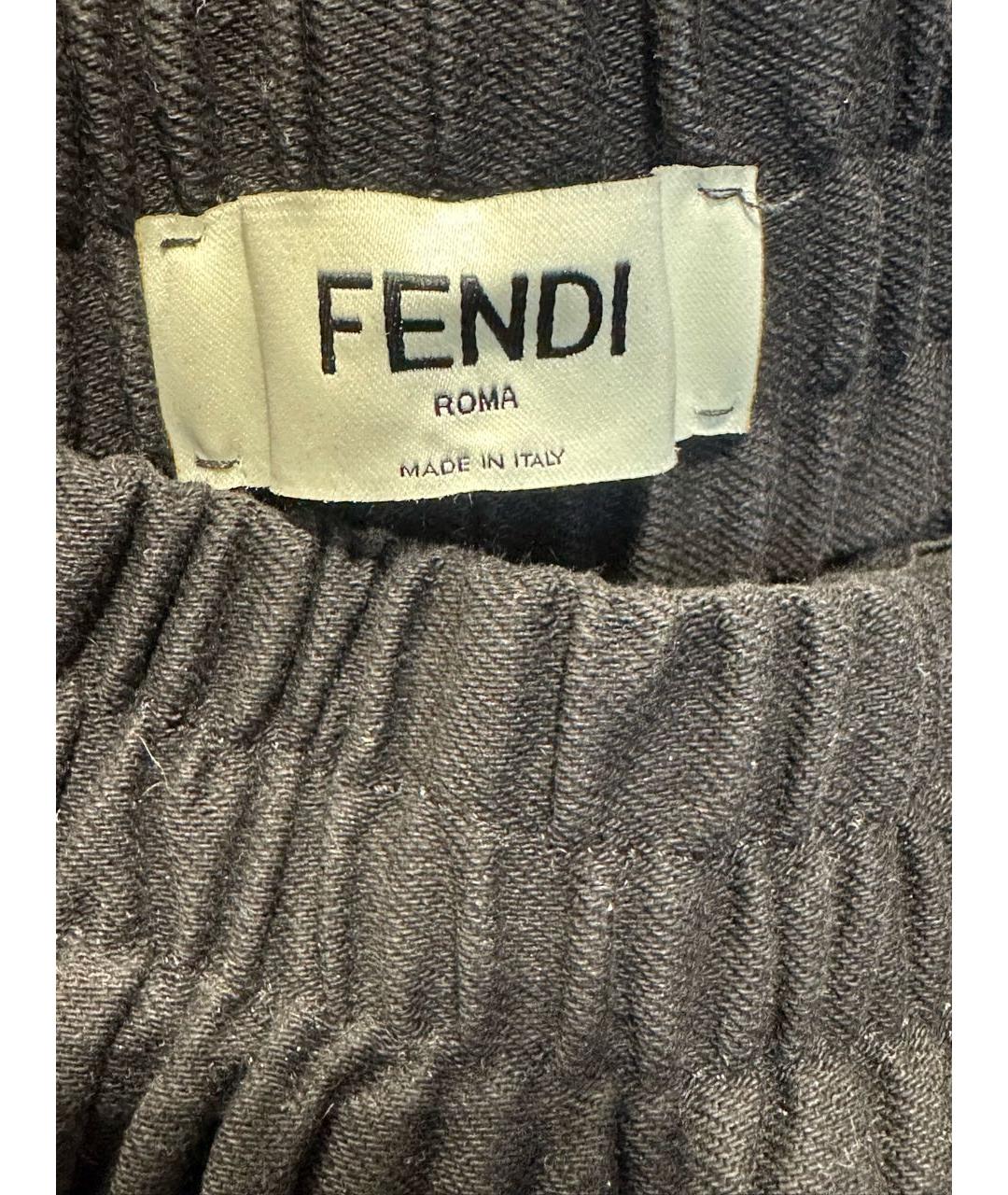 FENDI Черные хлопковые шорты, фото 4