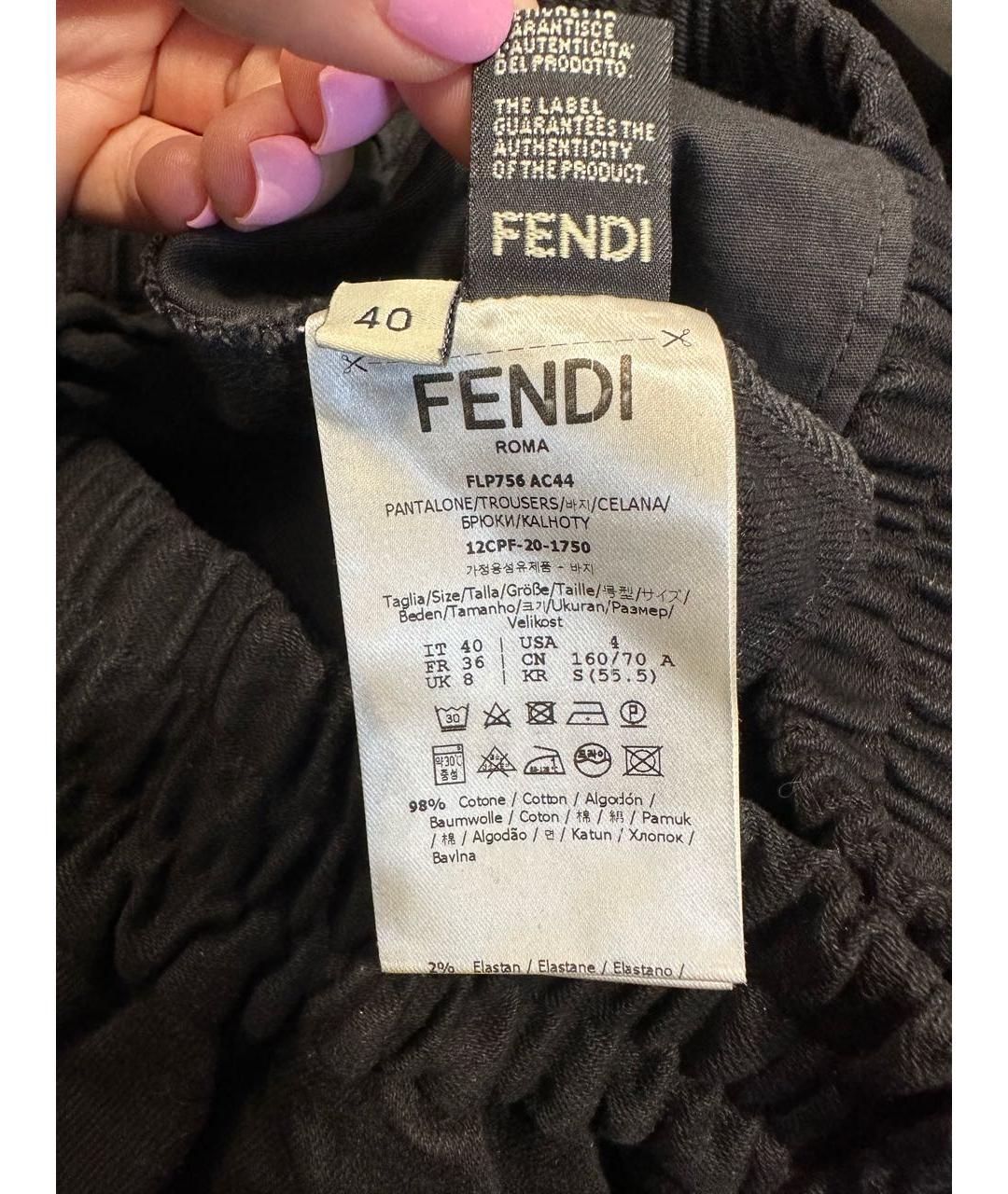 FENDI Черные хлопковые шорты, фото 5