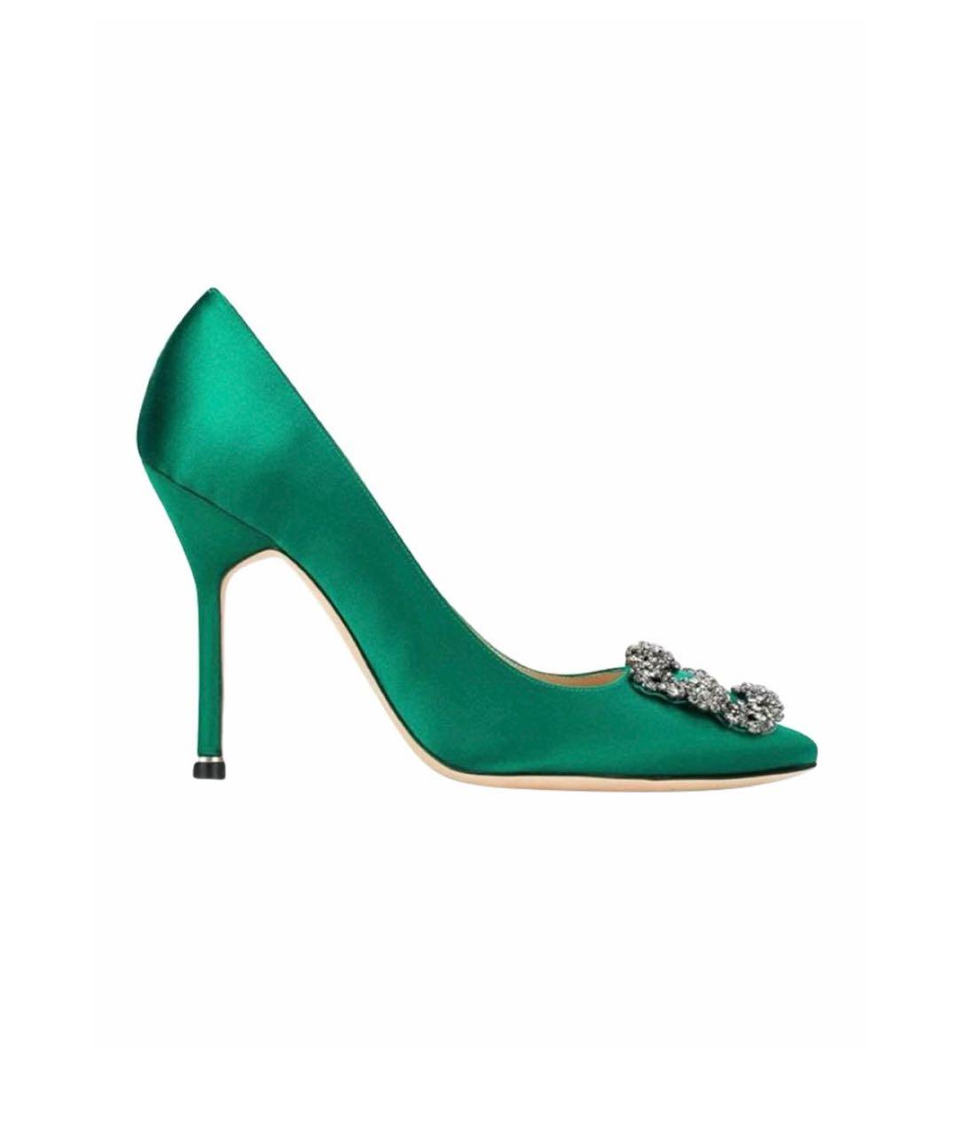 MANOLO BLAHNIK Зеленые текстильные туфли, фото 9