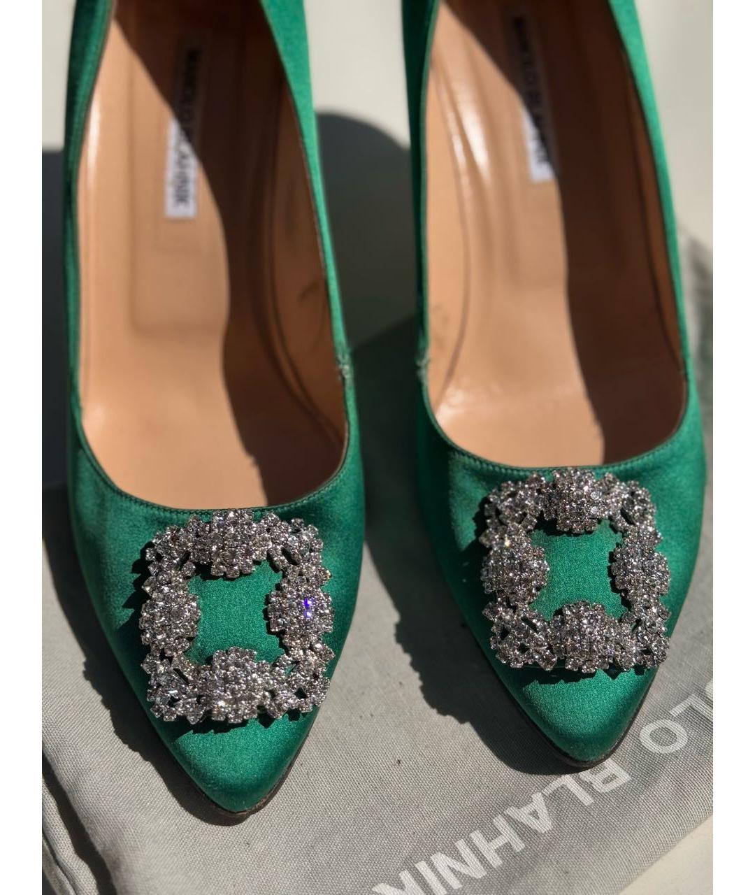 MANOLO BLAHNIK Зеленые текстильные туфли, фото 2