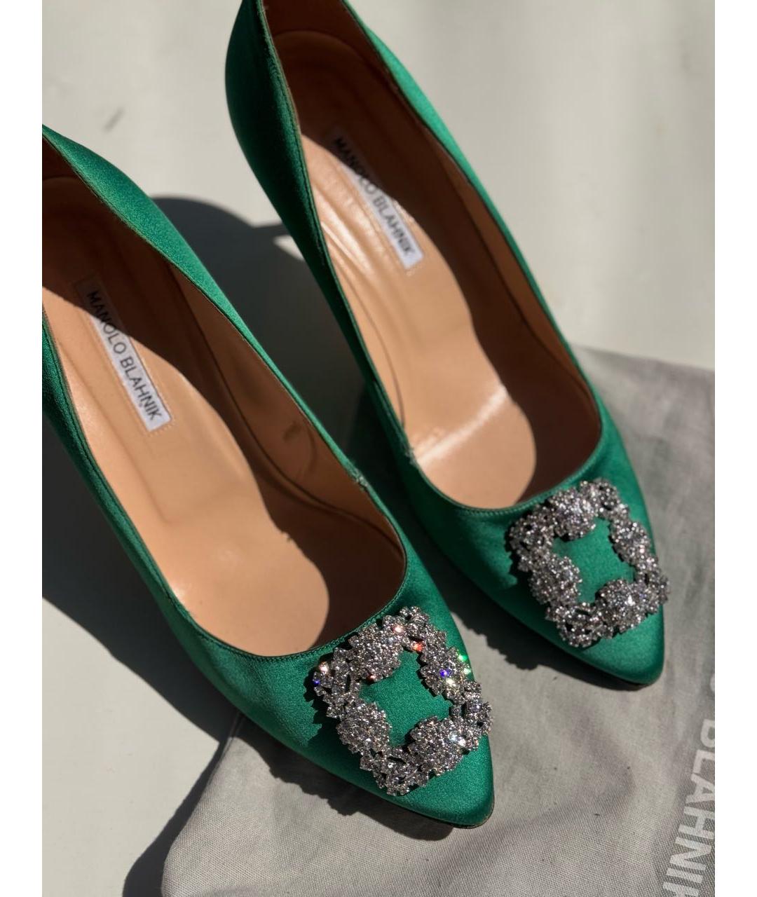 MANOLO BLAHNIK Зеленые текстильные туфли, фото 3