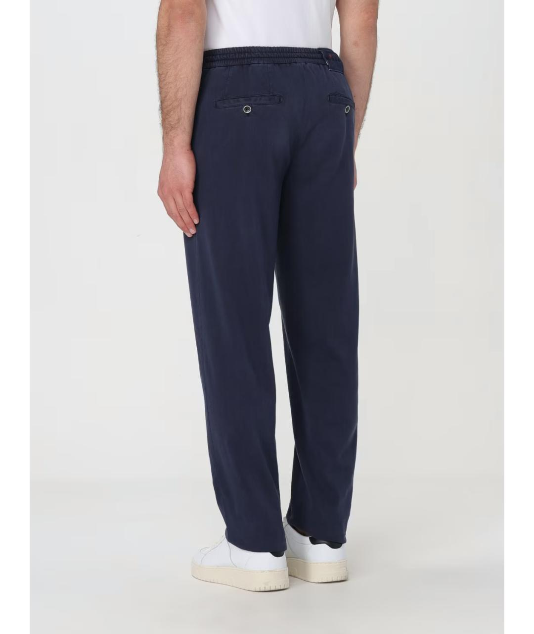 KITON Синие хлопко-эластановые повседневные брюки, фото 2