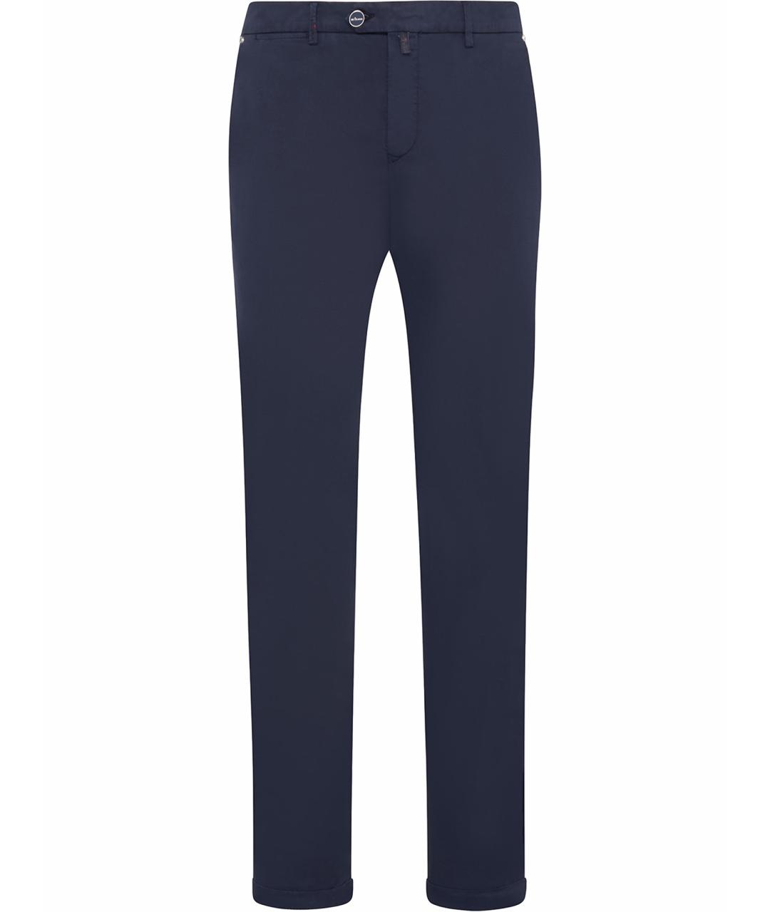 KITON Синие хлопко-эластановые повседневные брюки, фото 1