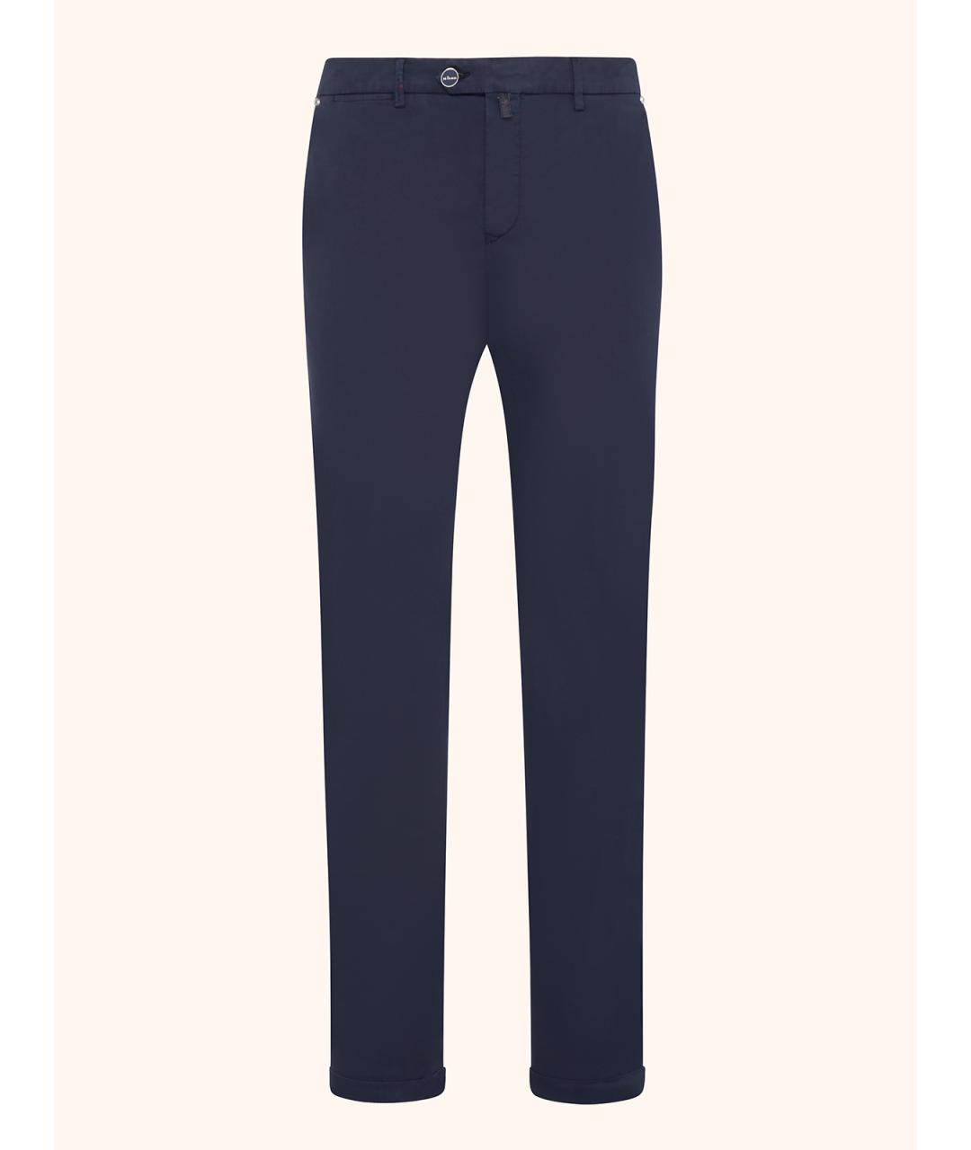 KITON Синие хлопко-эластановые повседневные брюки, фото 5