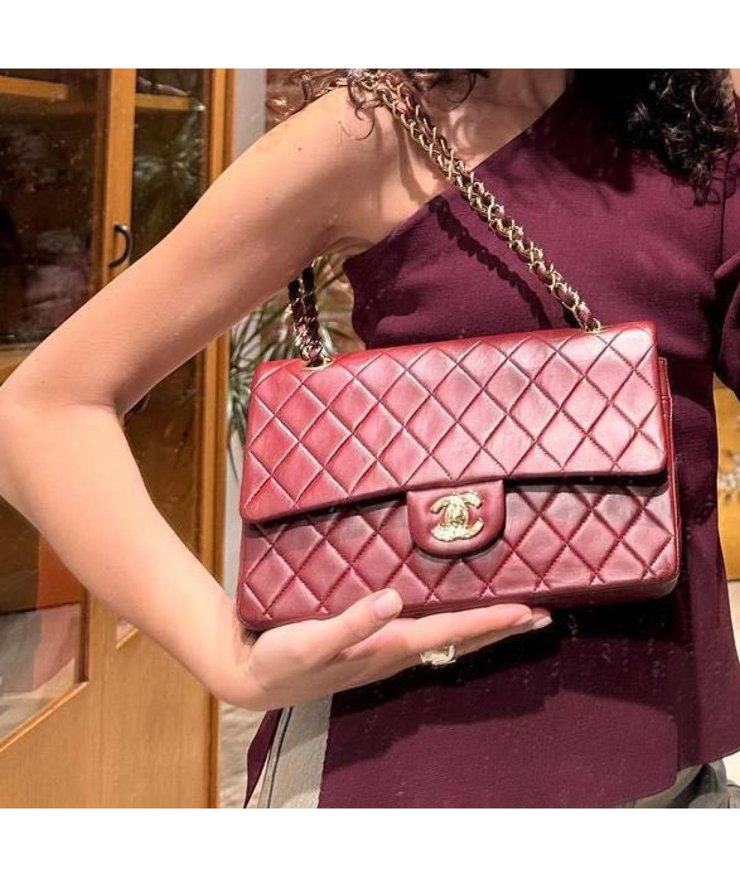 CHANEL Бордовая кожаная сумка через плечо, фото 2