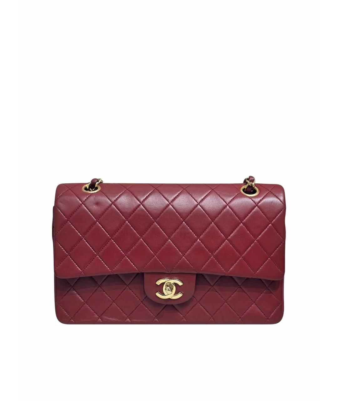 CHANEL Бордовая кожаная сумка через плечо, фото 1