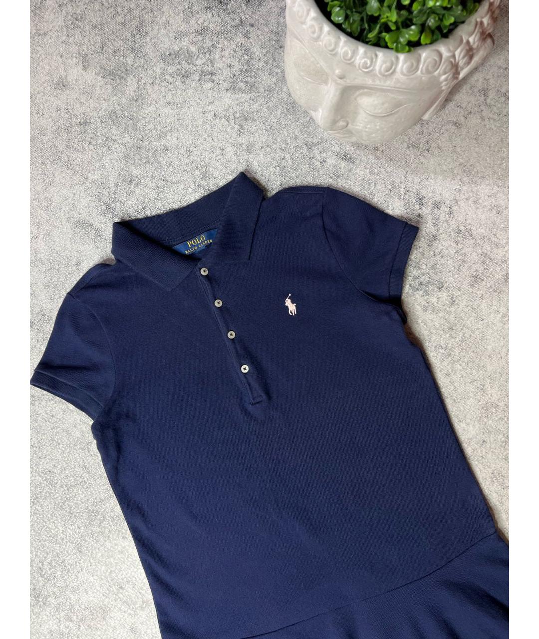 RALPH LAUREN Темно-синее хлопковое платье, фото 2