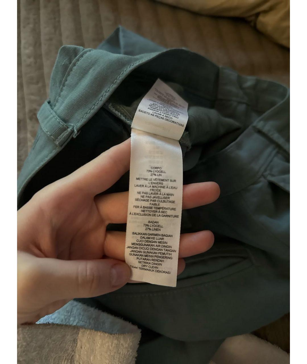 ARMANI EXCHANGE Зеленые льняные прямые брюки, фото 6