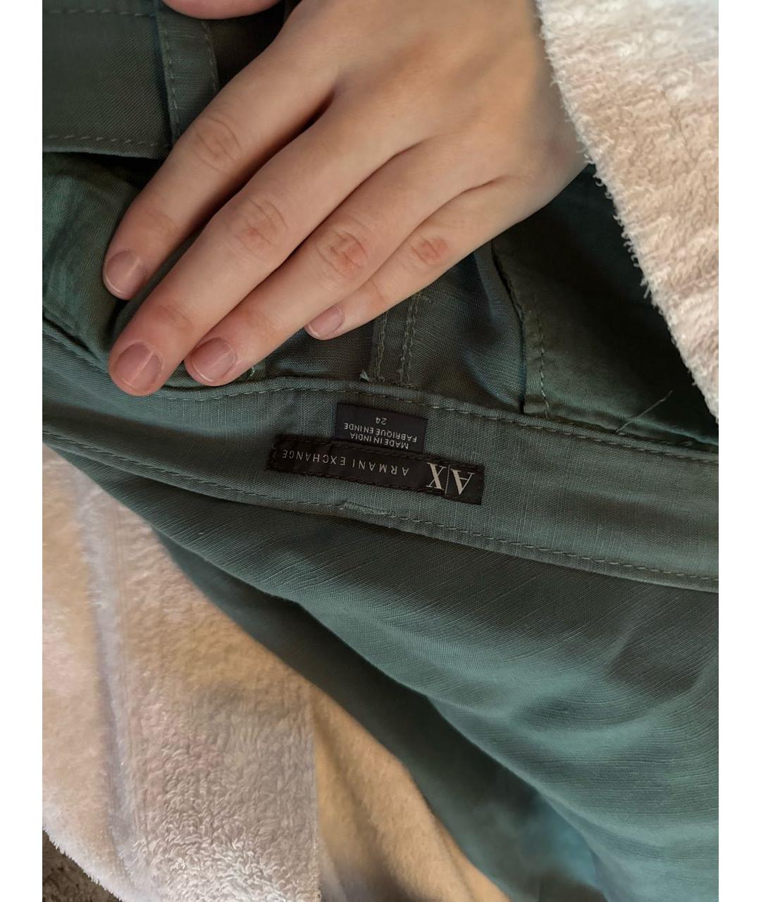 ARMANI EXCHANGE Зеленые льняные прямые брюки, фото 3