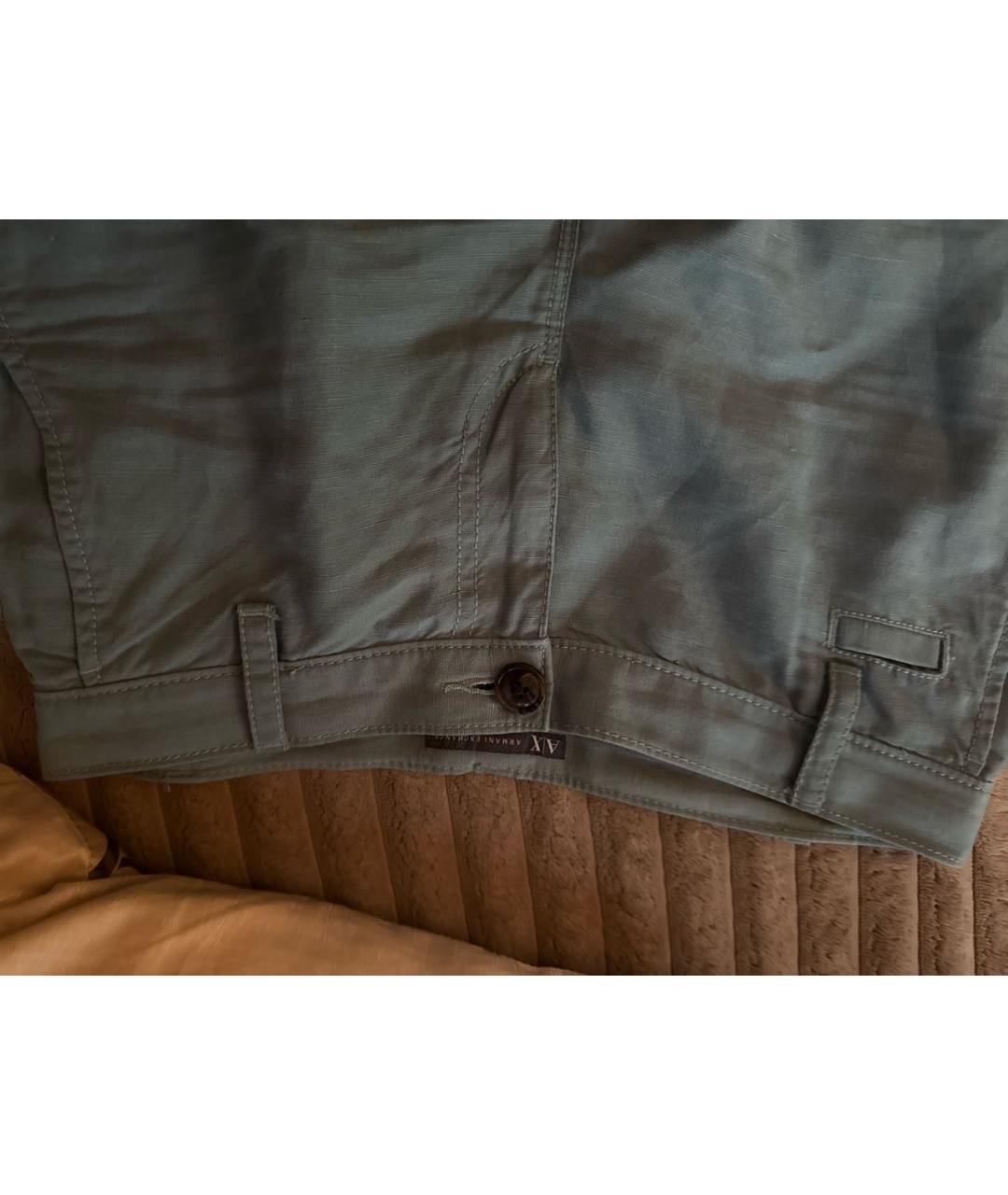 ARMANI EXCHANGE Зеленые льняные прямые брюки, фото 4