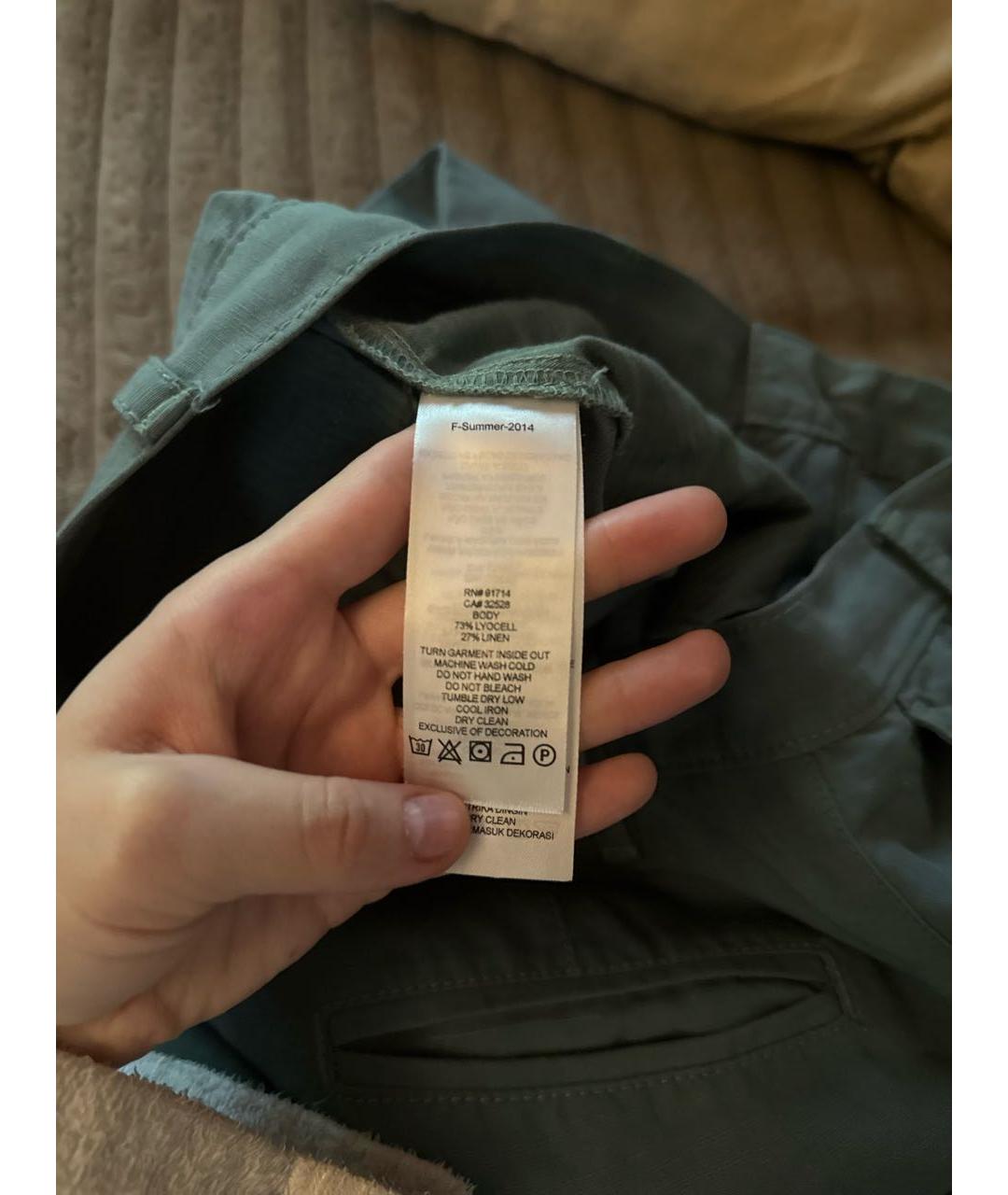 ARMANI EXCHANGE Зеленые льняные прямые брюки, фото 5