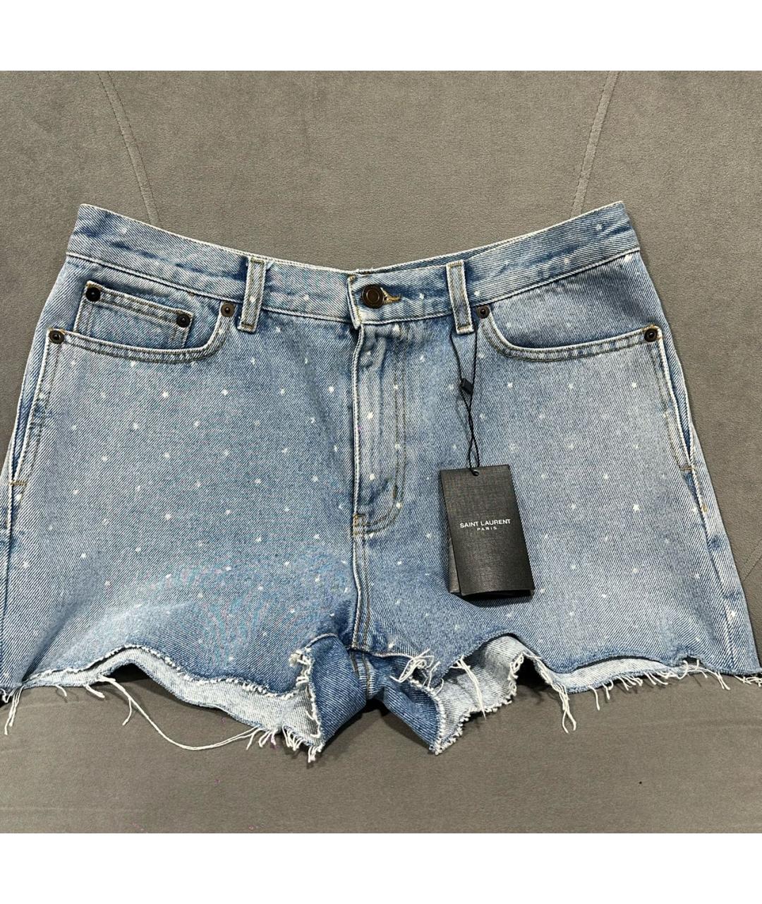 SAINT LAURENT Синие хлопковые шорты, фото 4
