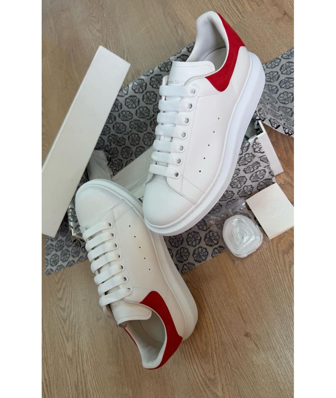 ALEXANDER MCQUEEN Белые кожаные низкие кроссовки / кеды, фото 6