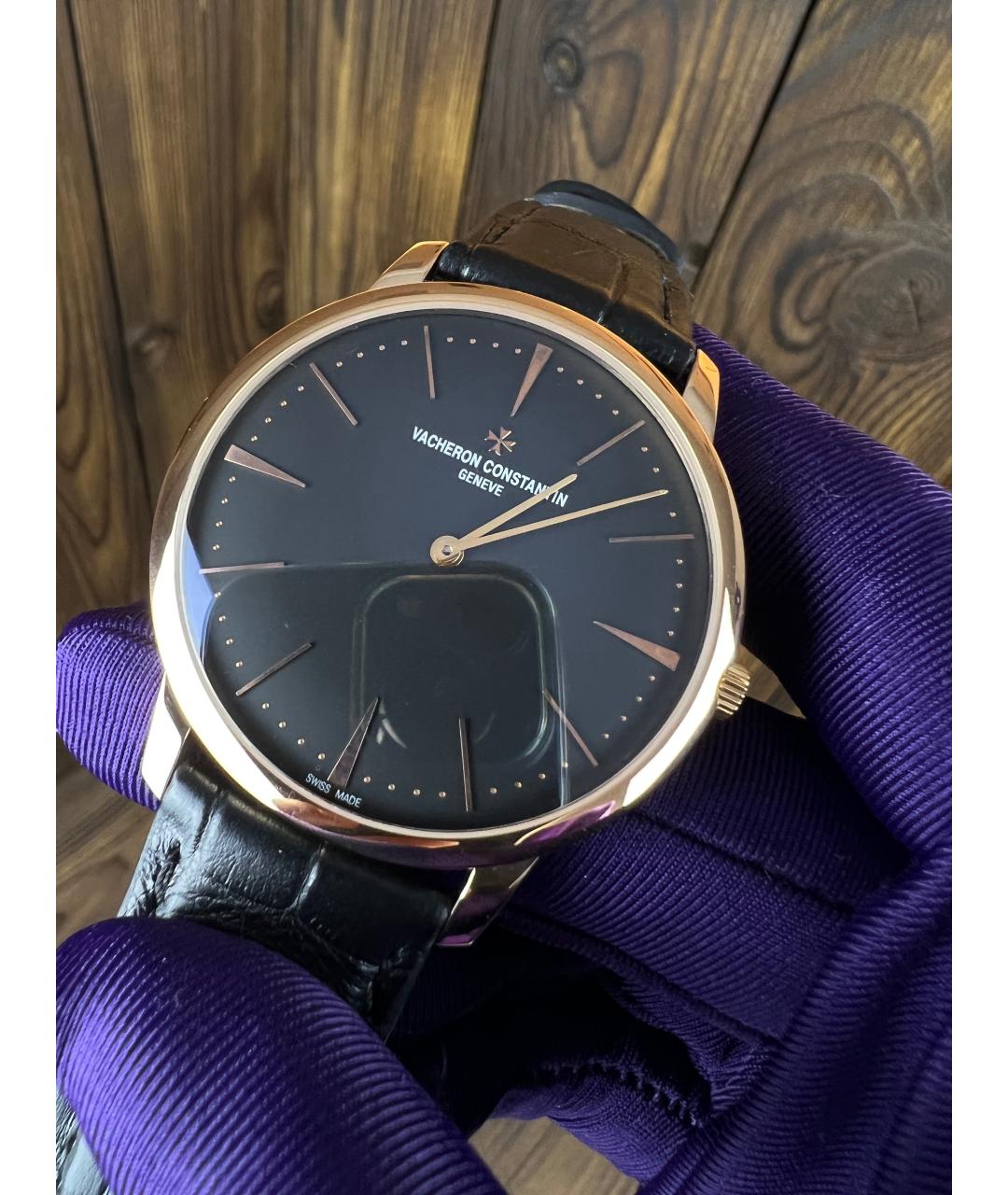VACHERON CONSTANTIN Черные часы из розового золота, фото 2