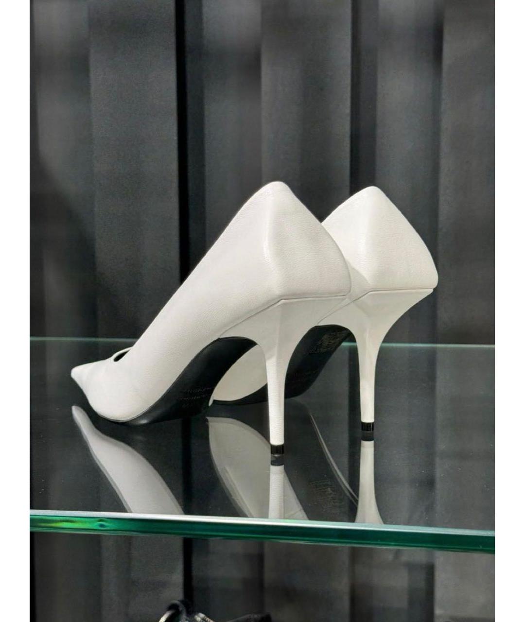 BALENCIAGA Белые кожаные туфли, фото 4